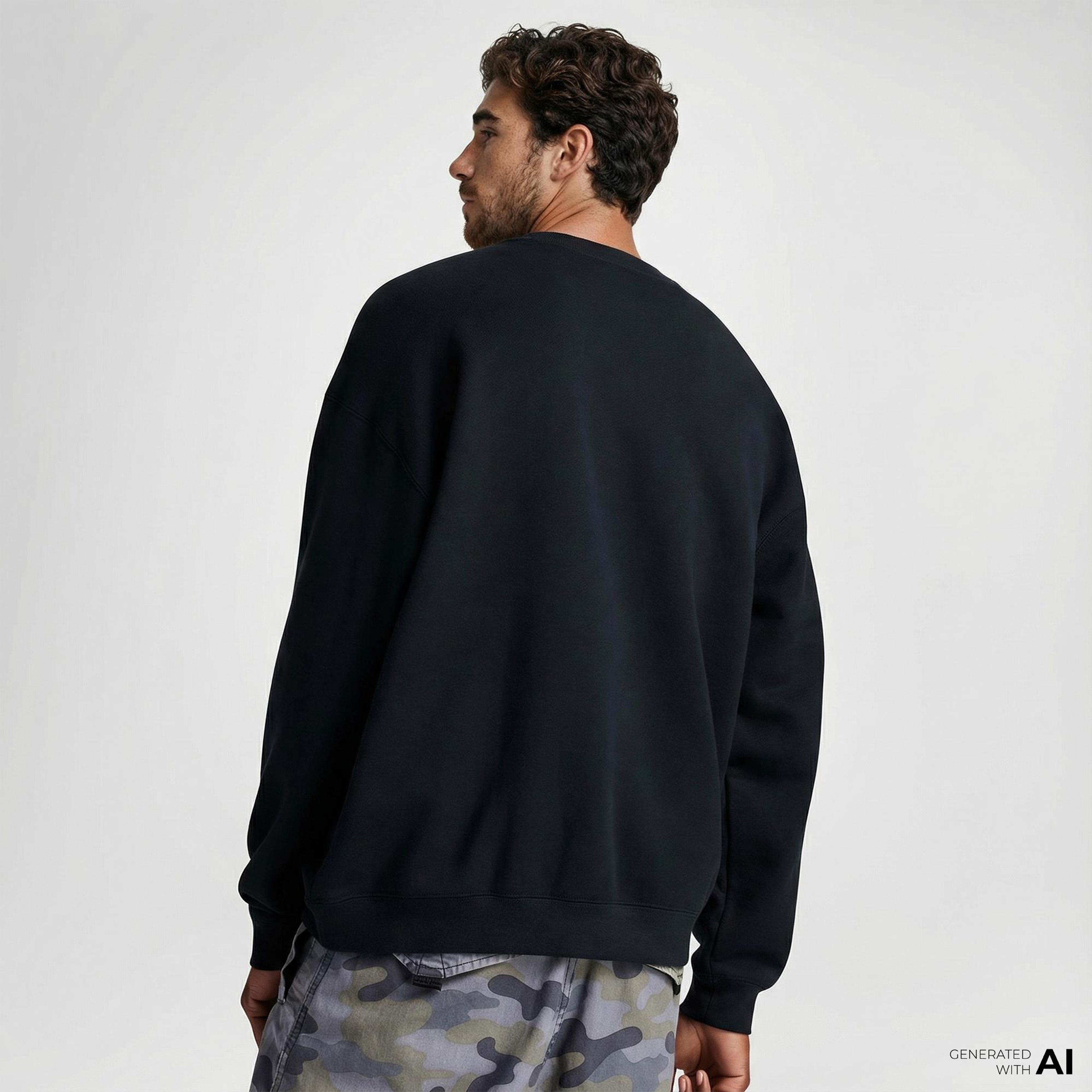 Converse Erkek Loose Fit Baskılı Siyah Sweatshirt