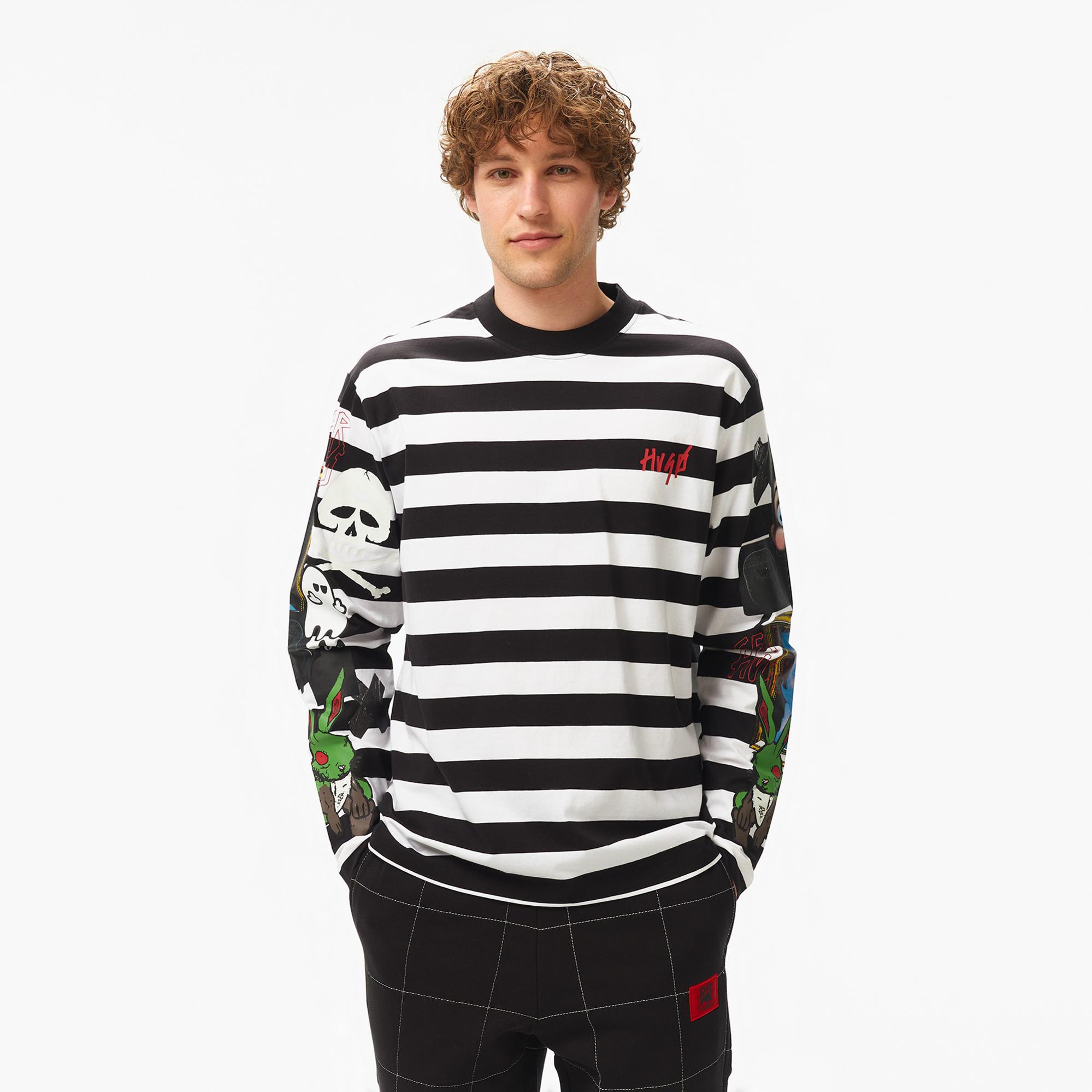 Hugo Dirabbilon stripe Erkek Renkli T-Shirt