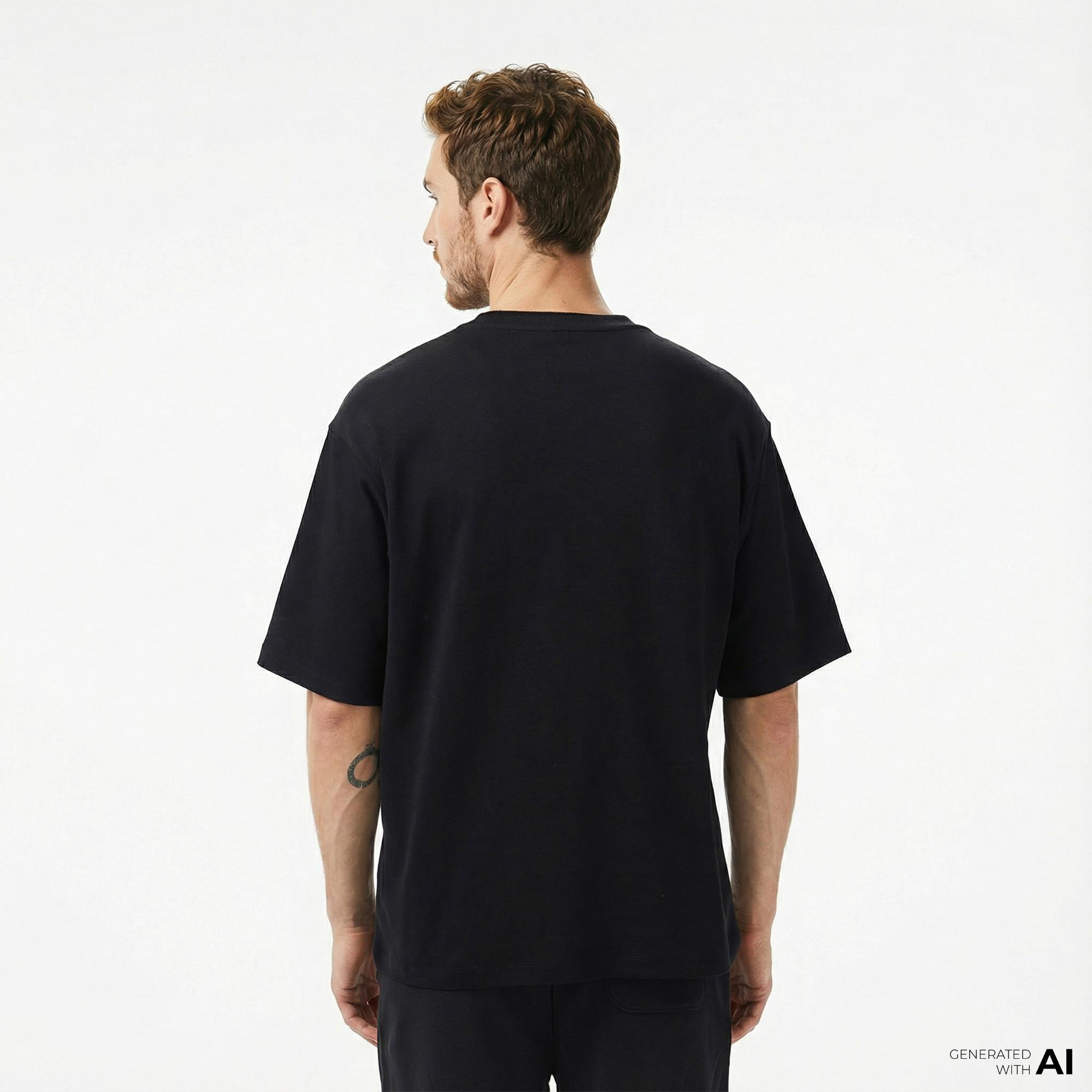 Converse Star Chevron Baskılı Oversize Fit Erkek Siyah T-Shirt