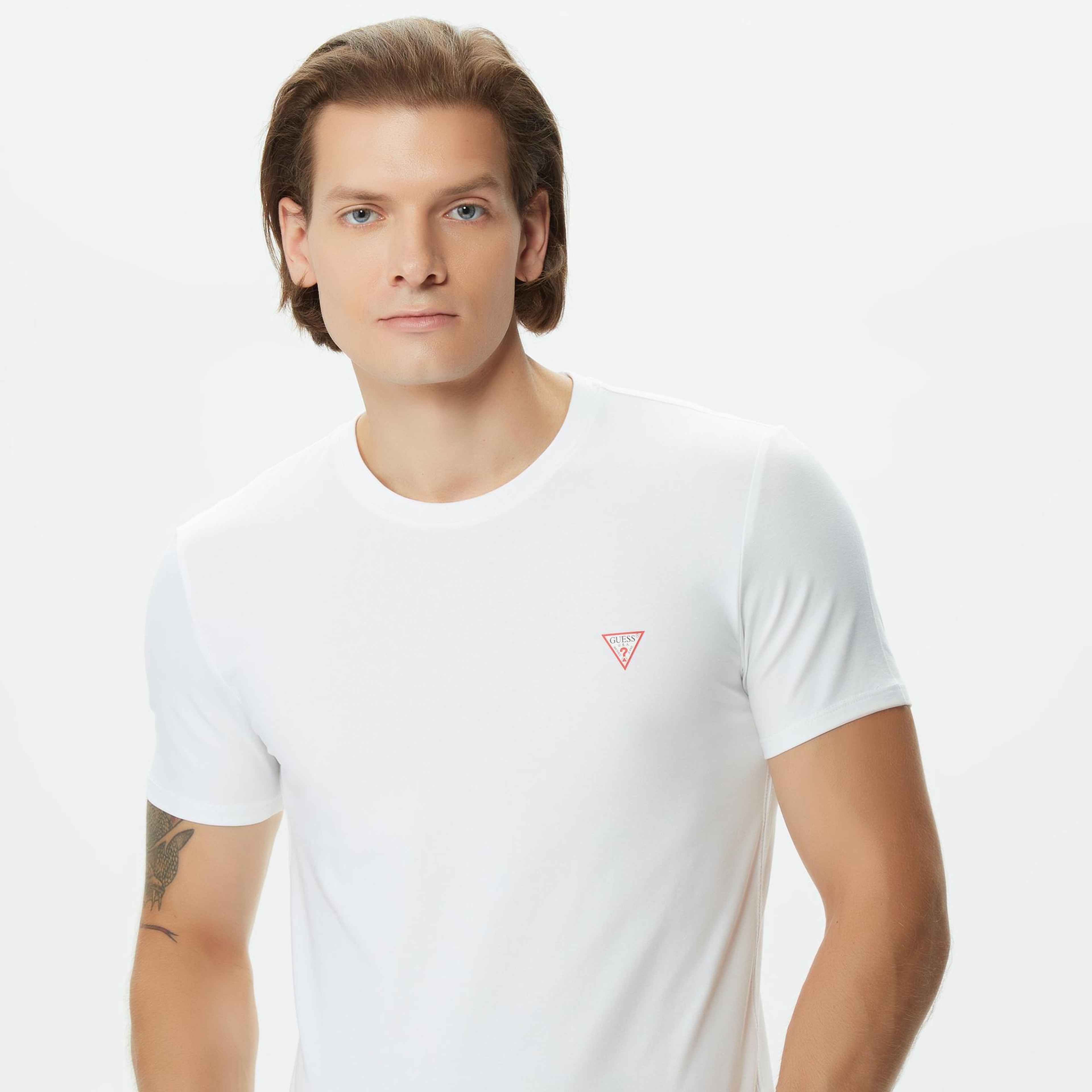 Guess Organic Stretch Jersey Erkek Beyaz T-Shirt
