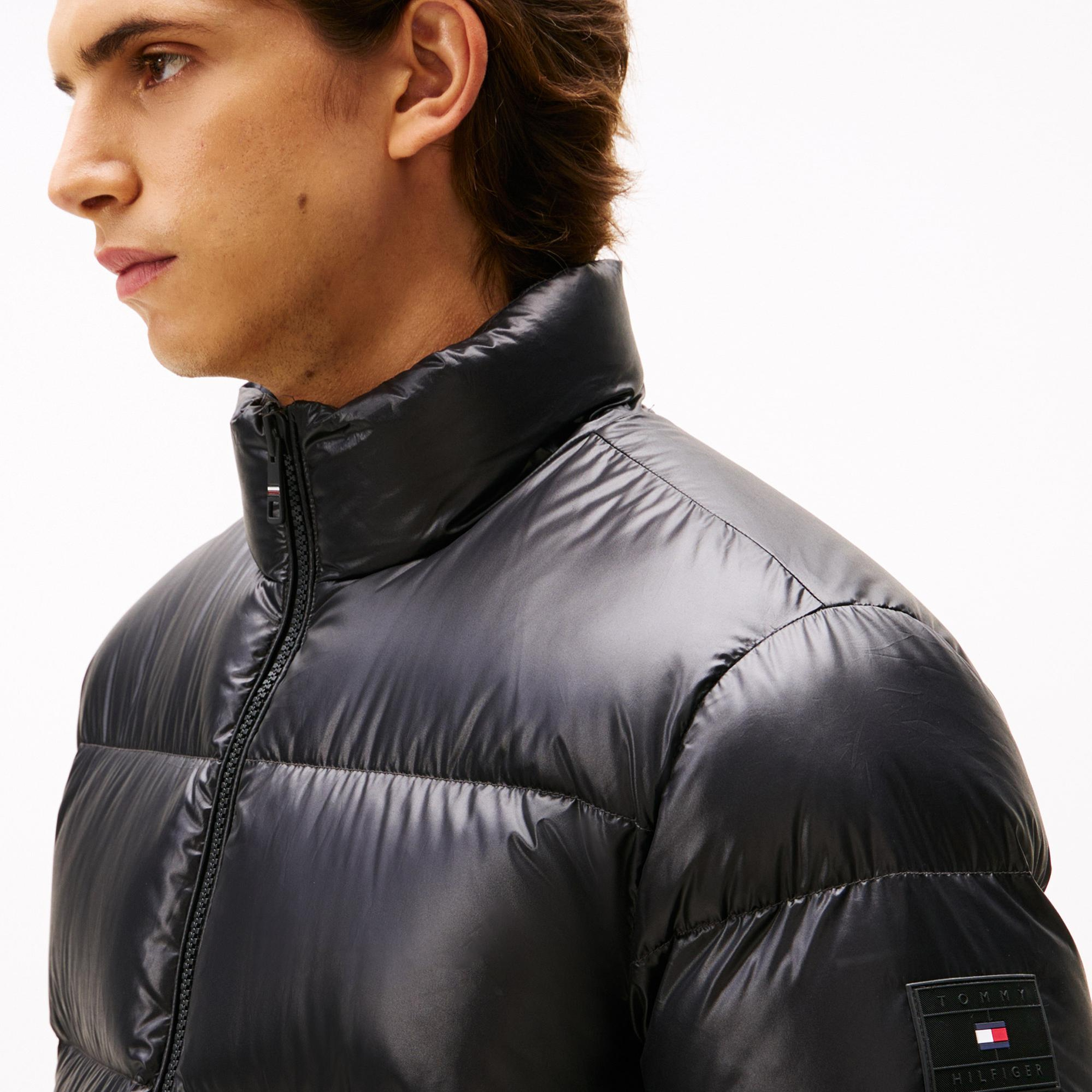 Tommy Hilfiger Shiny Down Stand Erkek Şişme Siyah Mont