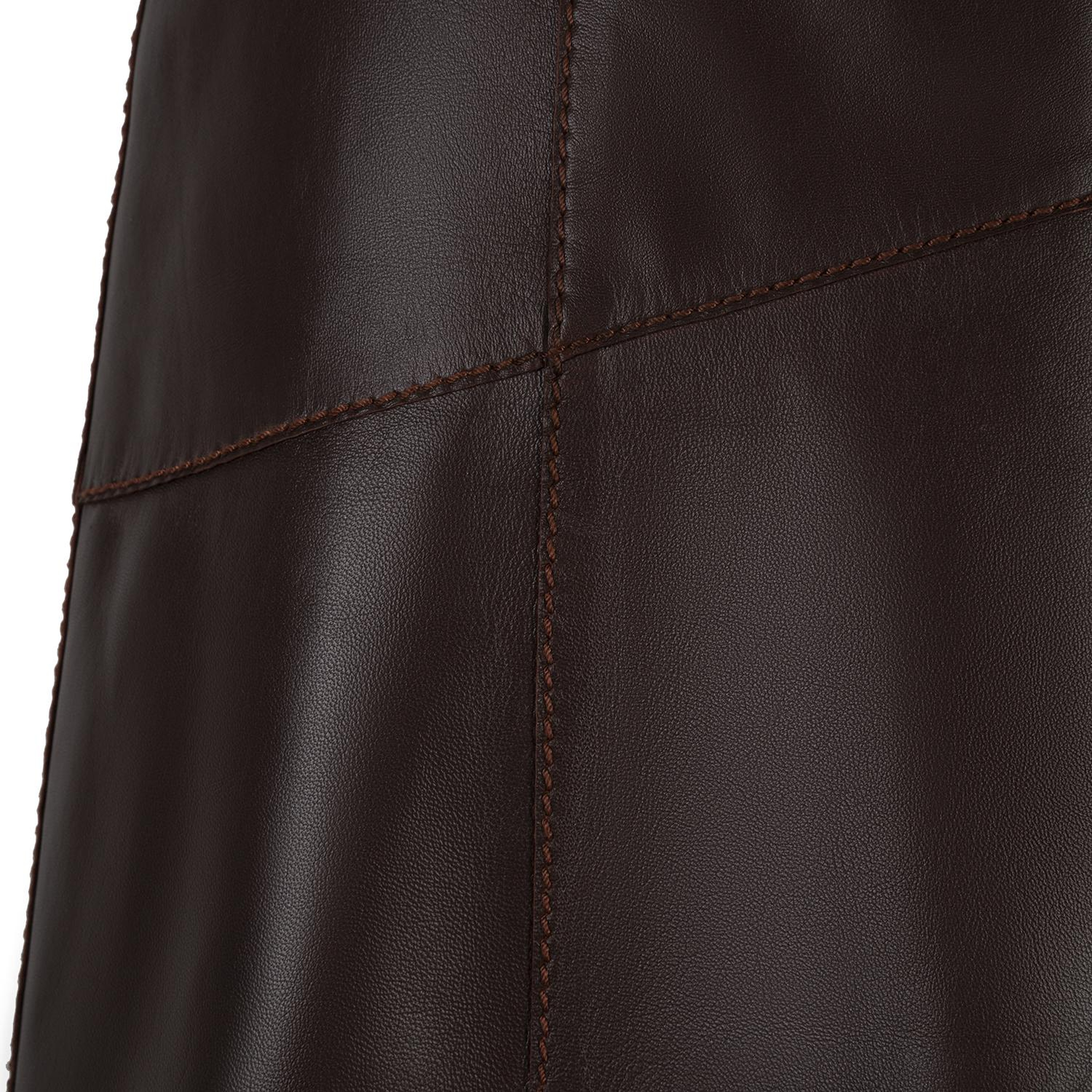 Kadın Koyu Kahve Midi Boy Deri Etek