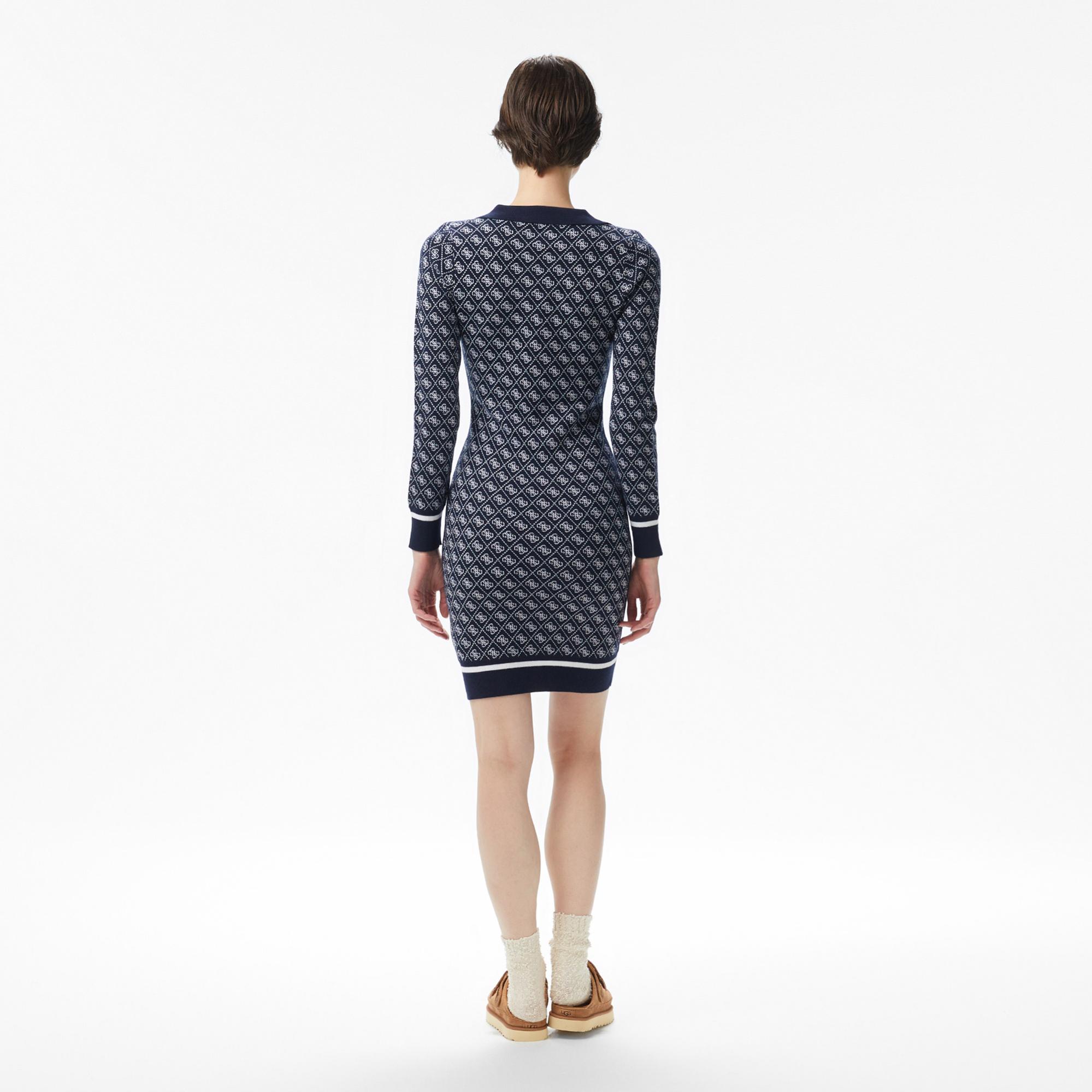 Guess Aubrey Yün Karışımlı Kadın Lacivert Elbise