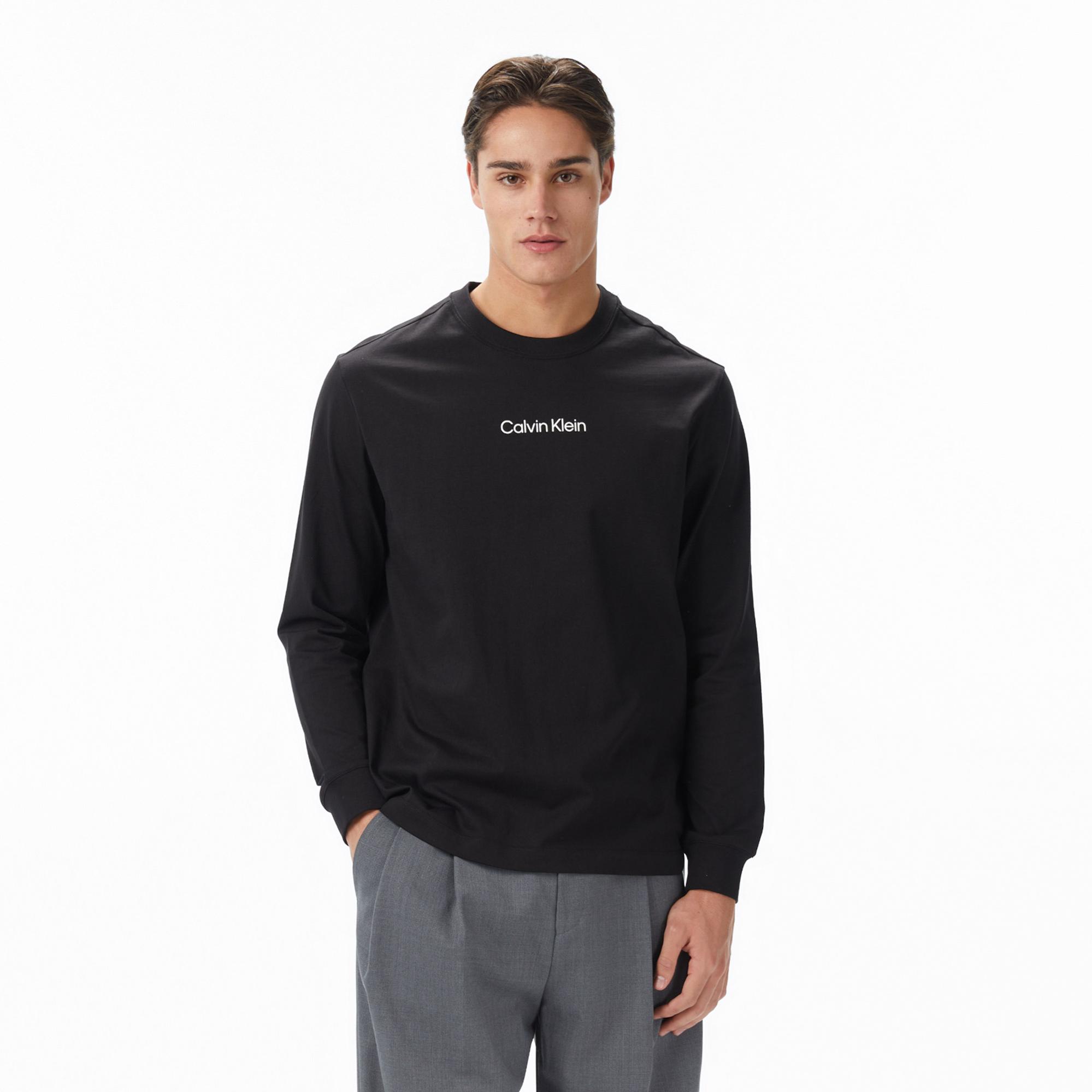 Calvin Klein Standard Logo Crew Erkek Siyah T-Shirt