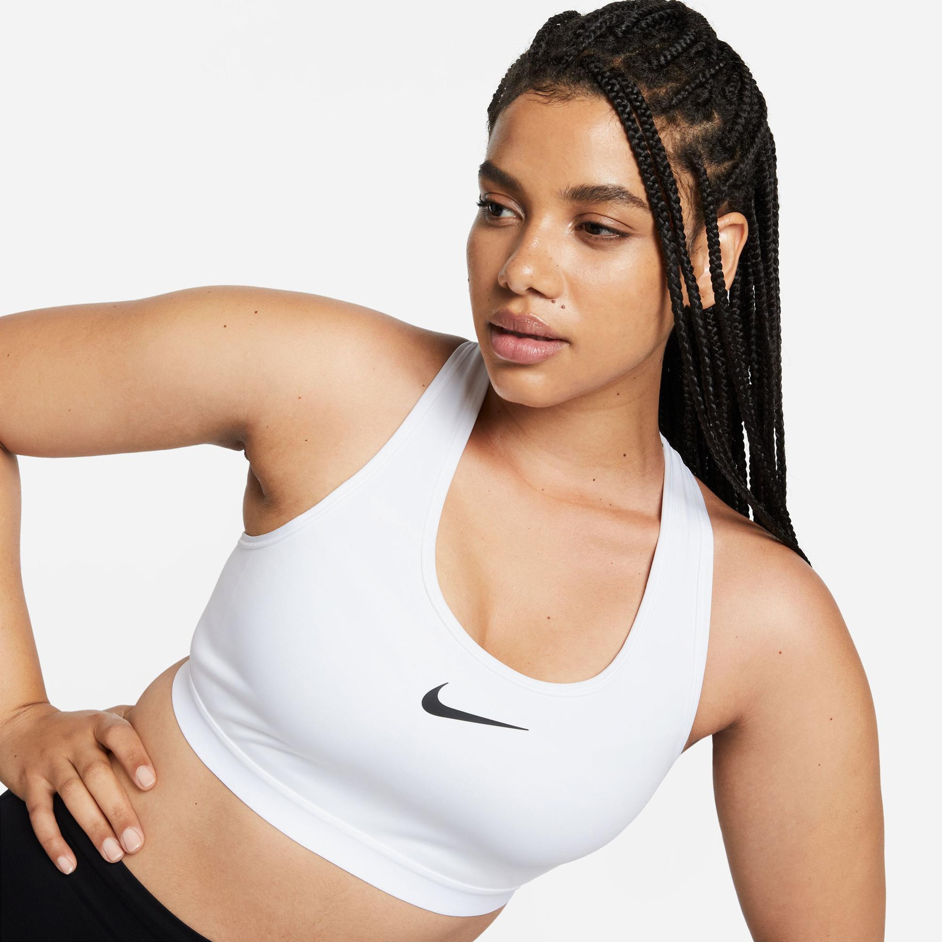 Nike Dri-Fit Swoosh High Support Kadın Beyaz Bra