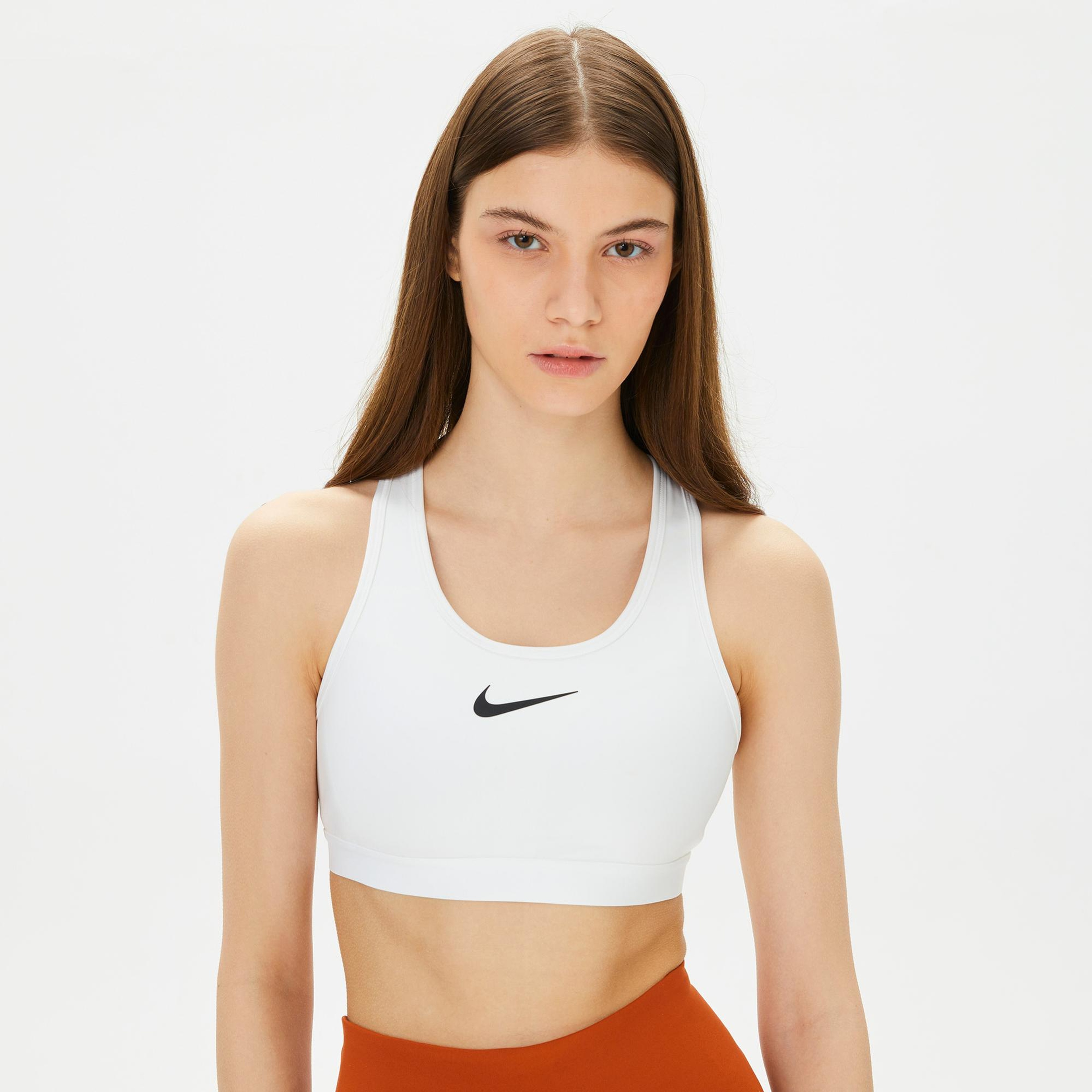 Nike Dri-Fit Swoosh High Support Kadın Beyaz Bra