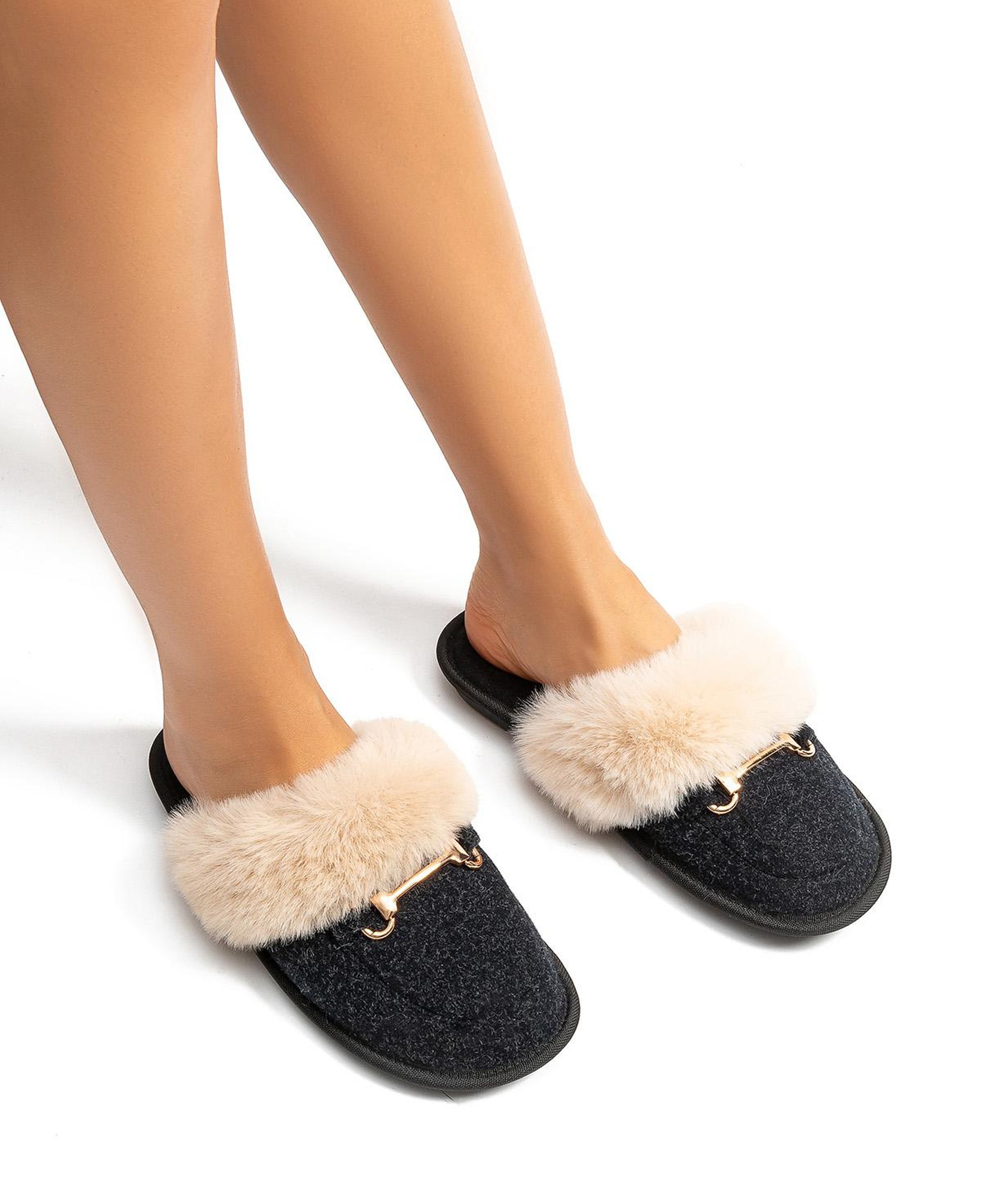 Ania Kadın Tokalı Ev Terliği Siyah 37/41