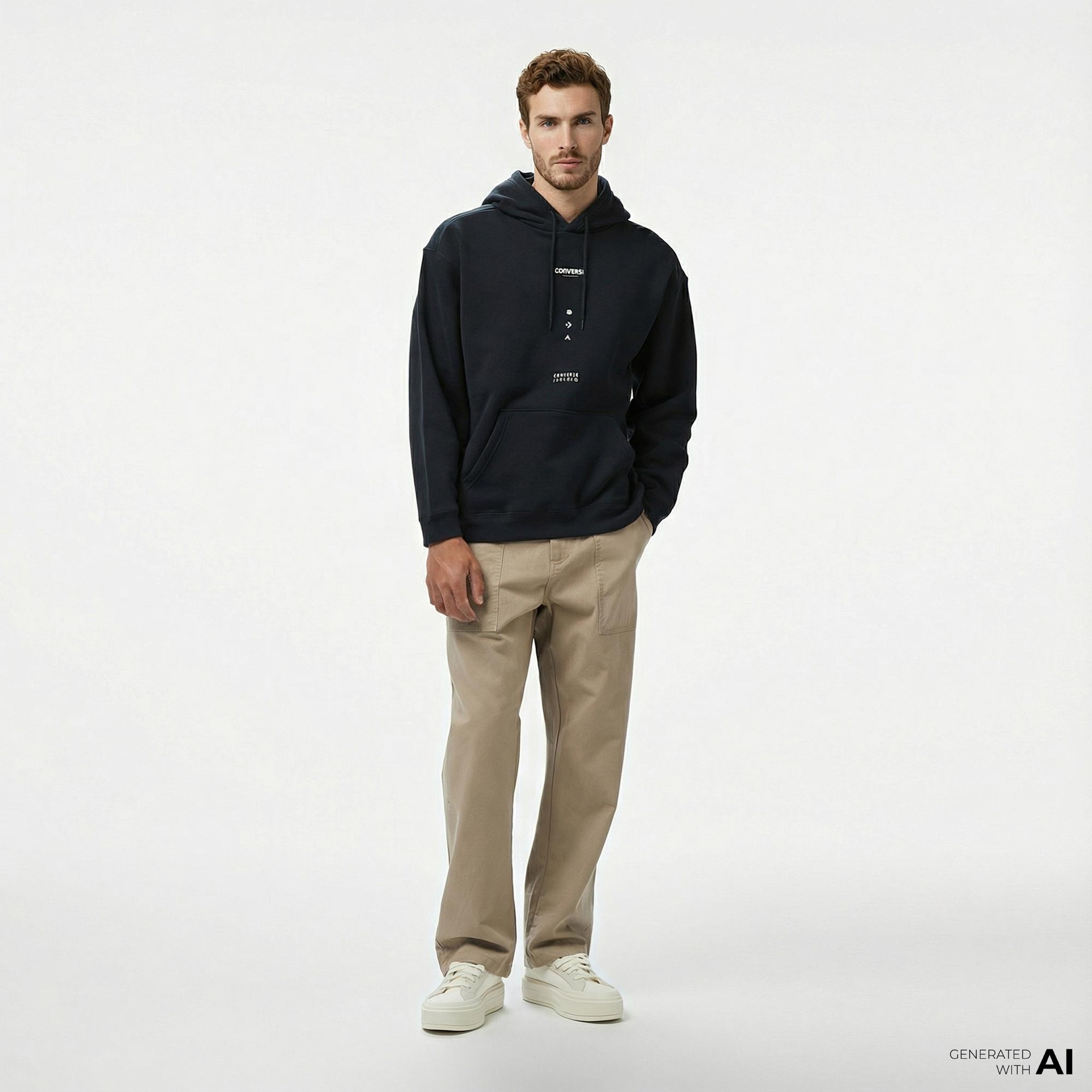 Converse Erkek Loose Fit Siyah Hoodie