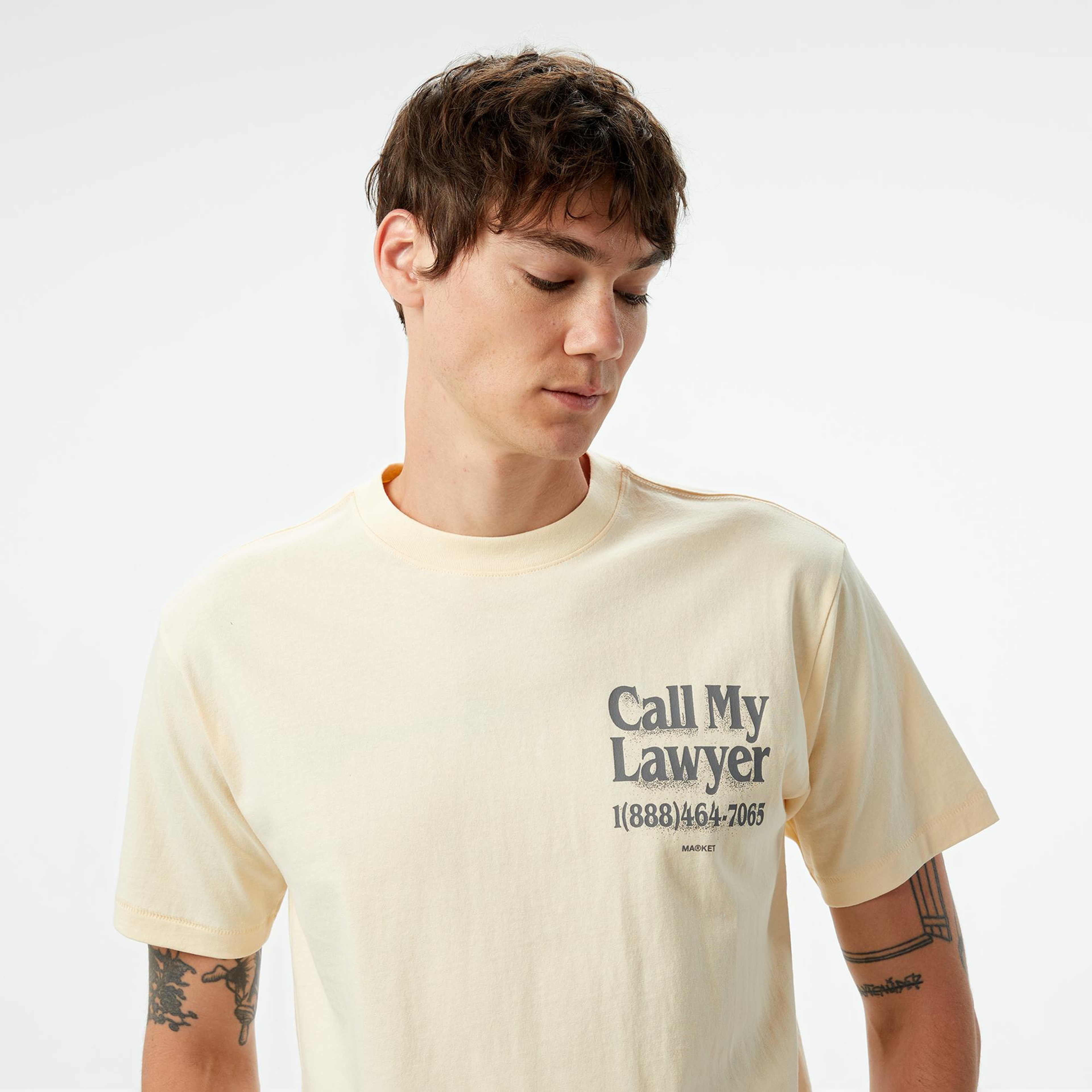 The Market 'Call My Lawyer' Erkek Bej T-Shirt