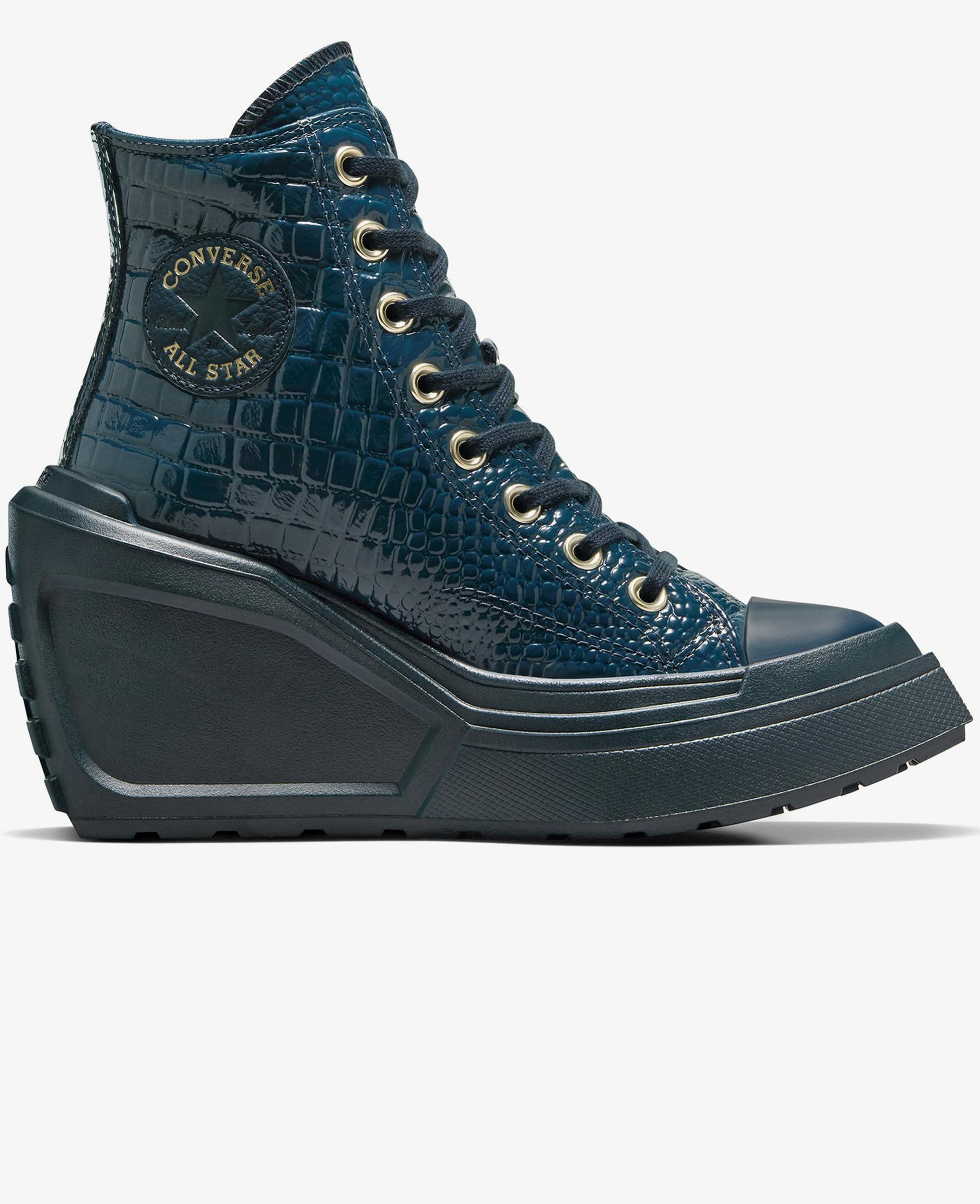 Converse Chuck 70 De Luxe Wedge Unisex Lacivert Deri Platform Sneaker