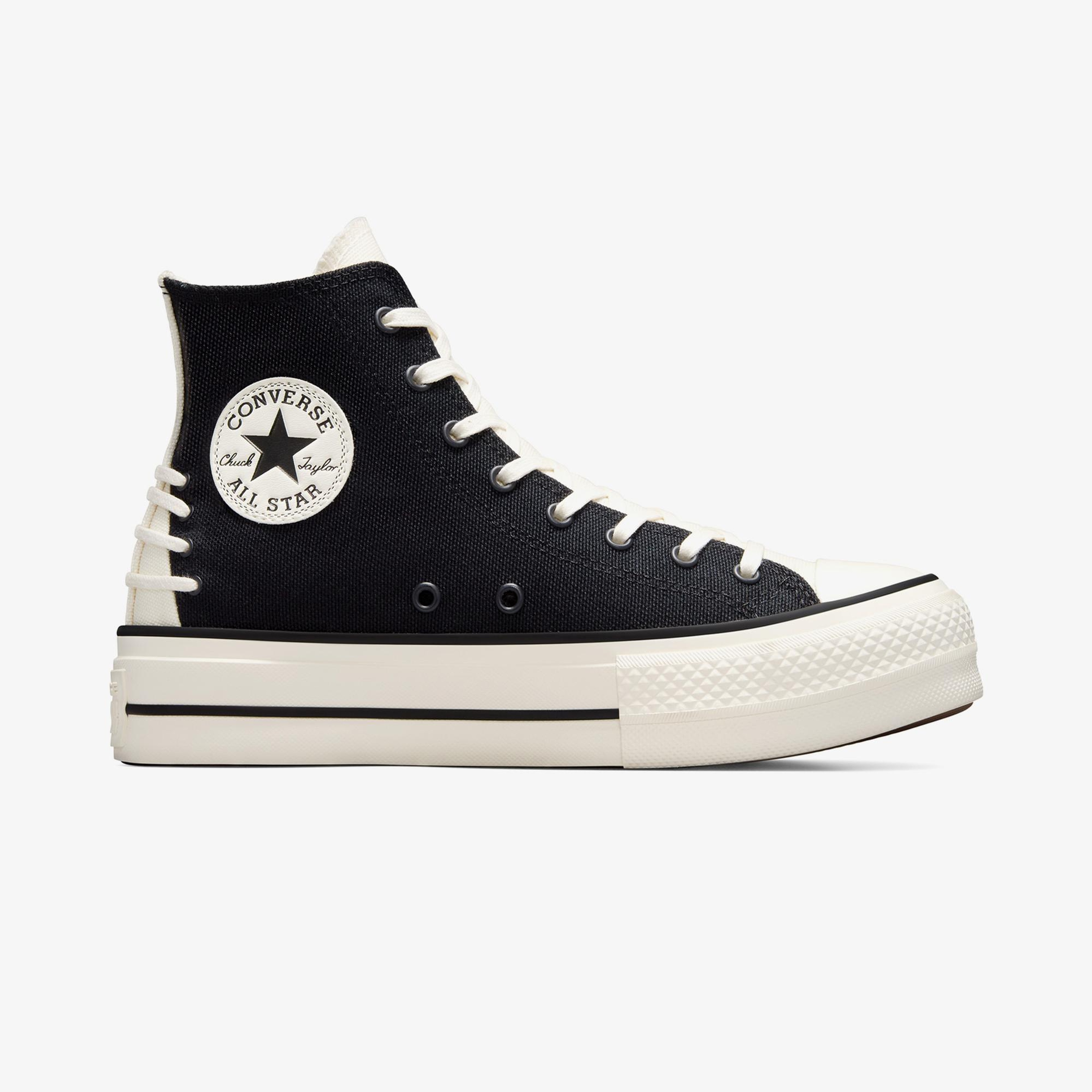 Converse Chuck Taylor All Star Crafted Laces Lift Kadın Siyah Platform Sneaker