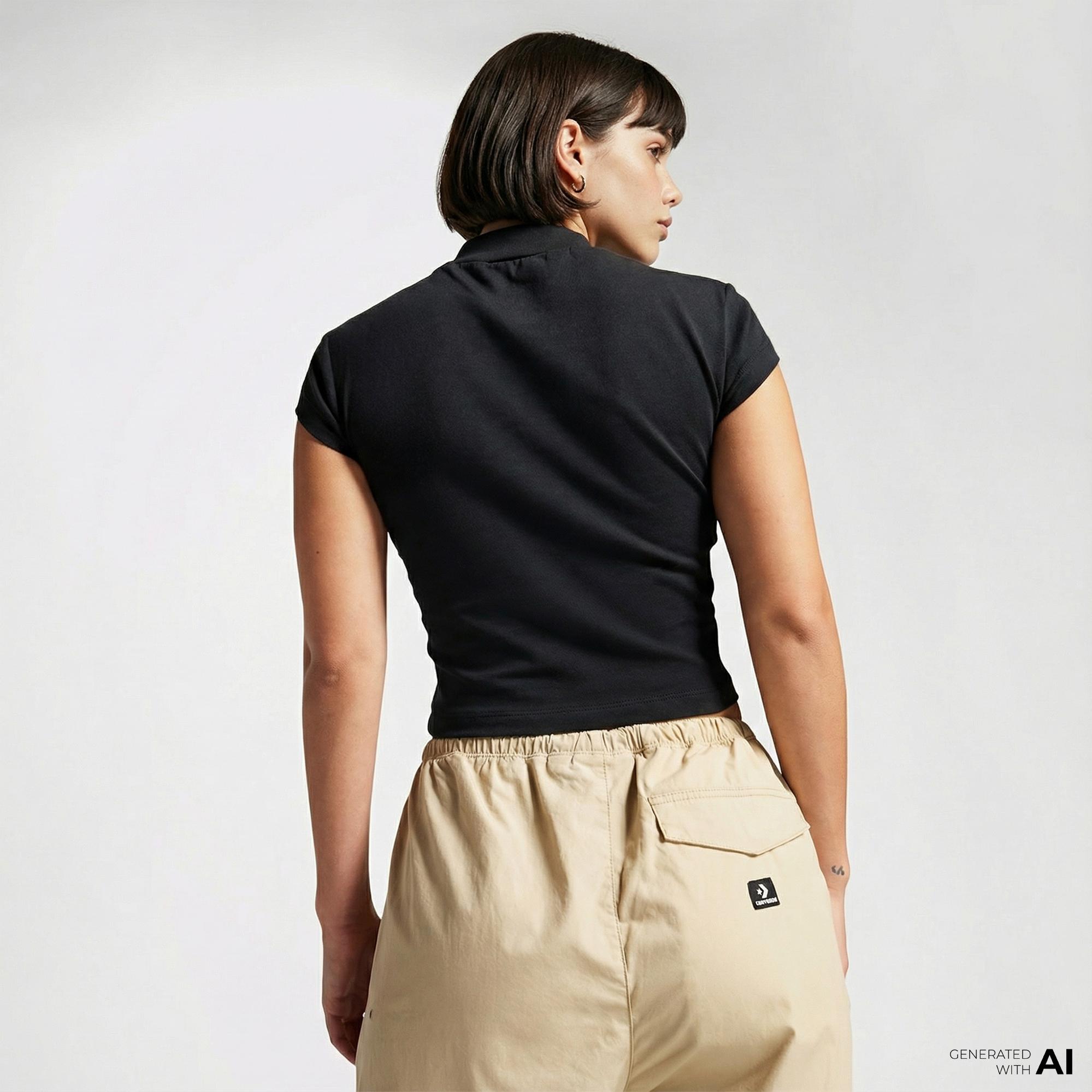 Converse Wordmark Kadın Siyah Top T-Shirt