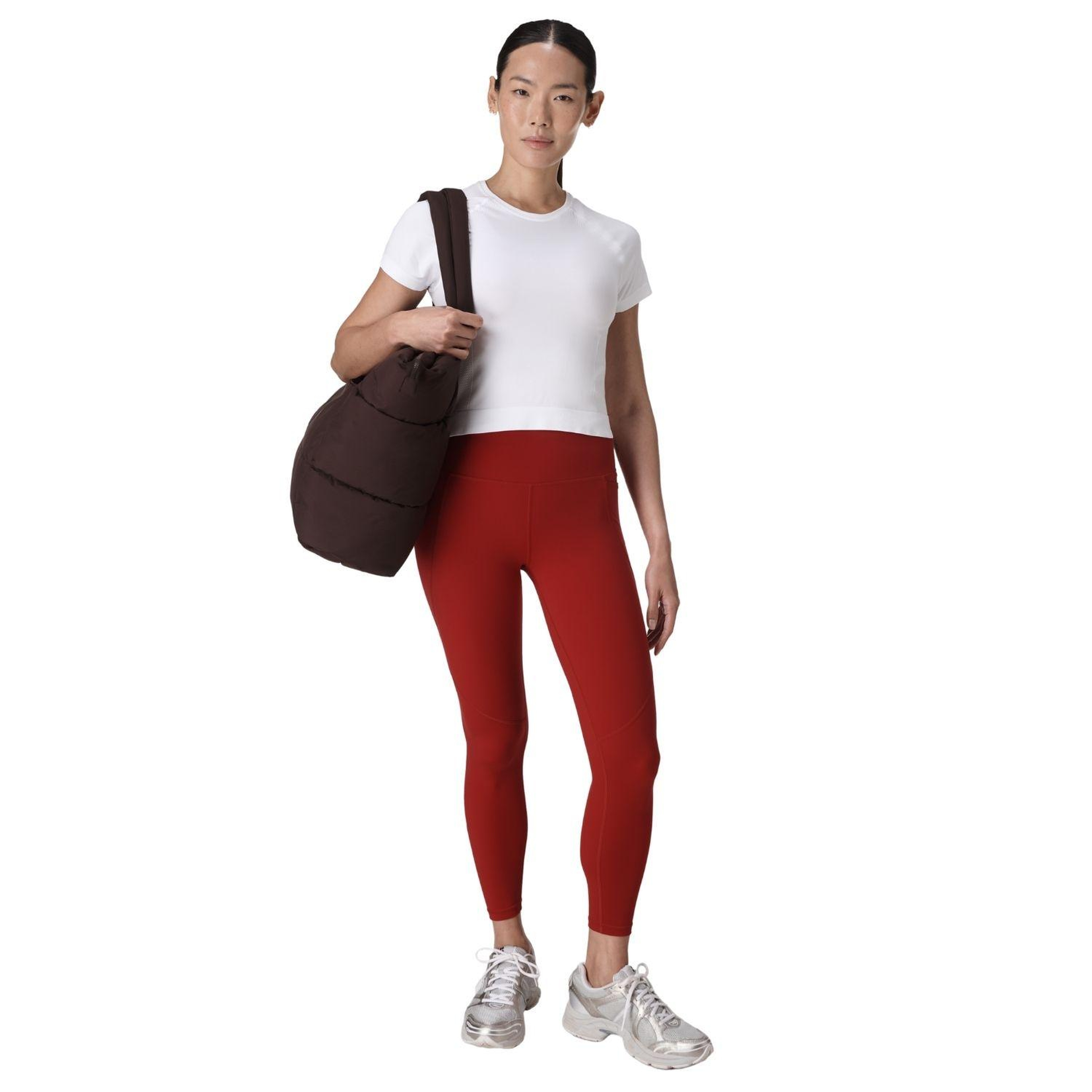 Sweaty Betty Athlete Crop Seamless Workout Kadın Beyaz Fitness Tişört