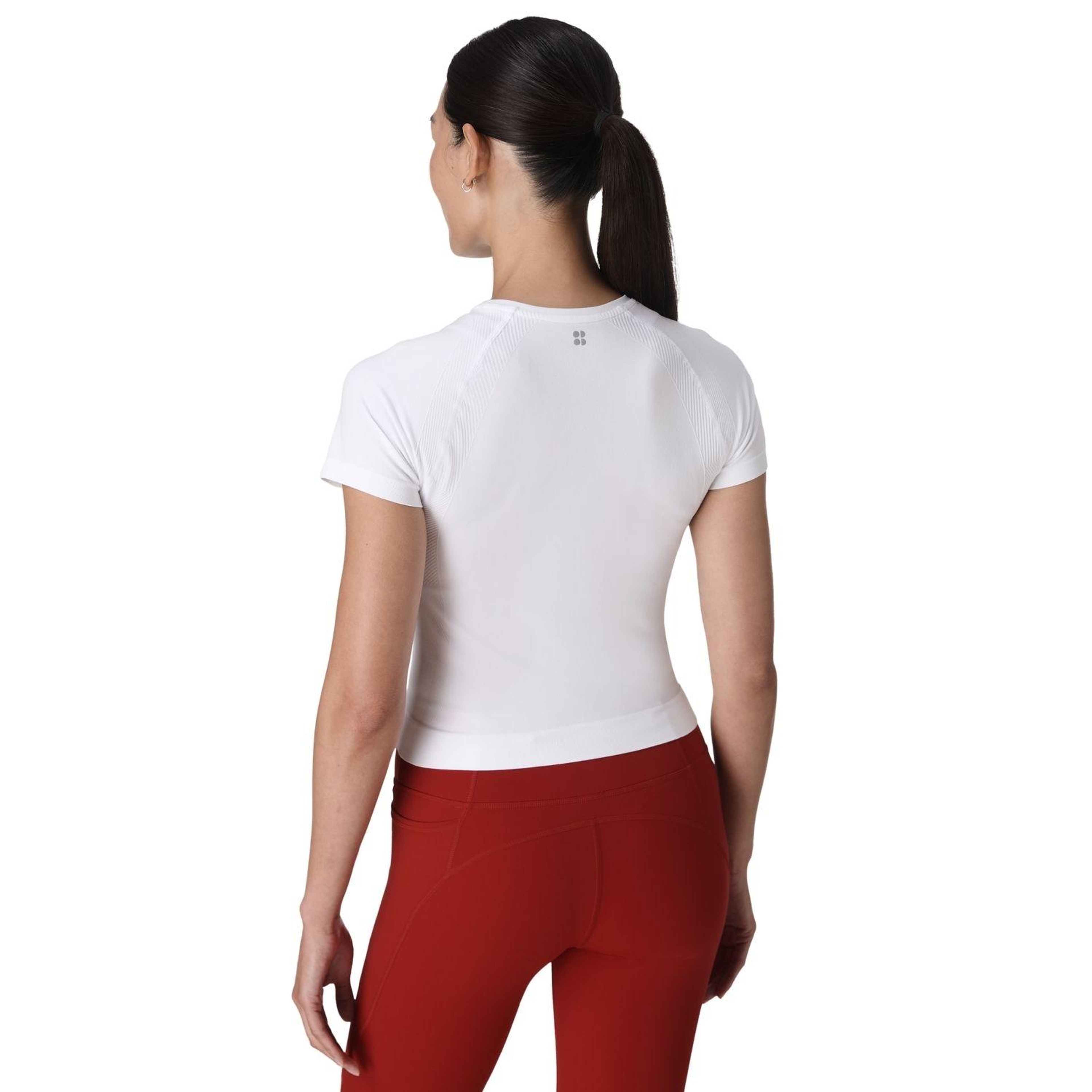 Sweaty Betty Athlete Crop Seamless Workout Kadın Beyaz Fitness Tişört