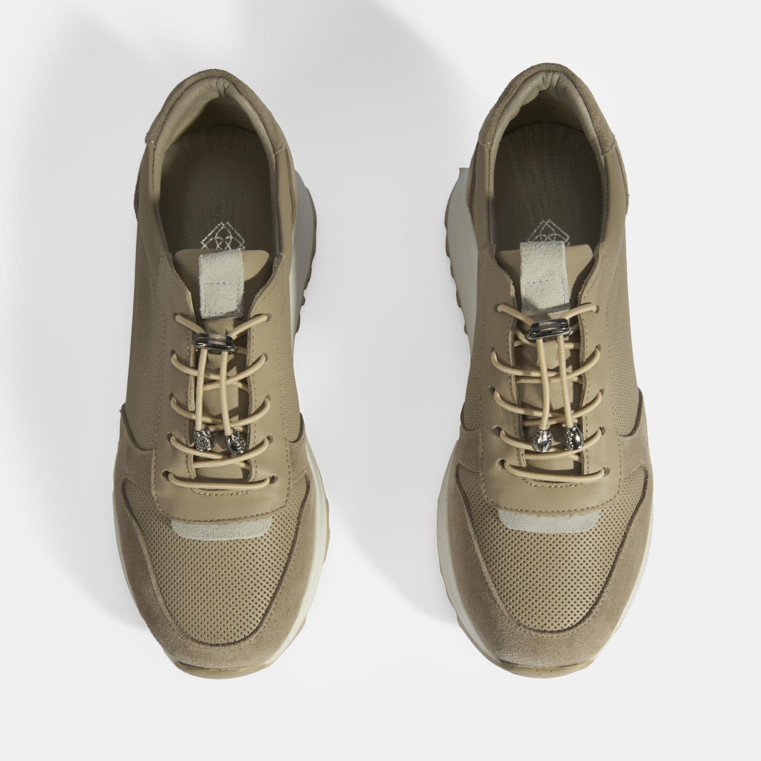 Kadın Vizon Bağcıklı Deri Detaylı Spor Ayakkabı