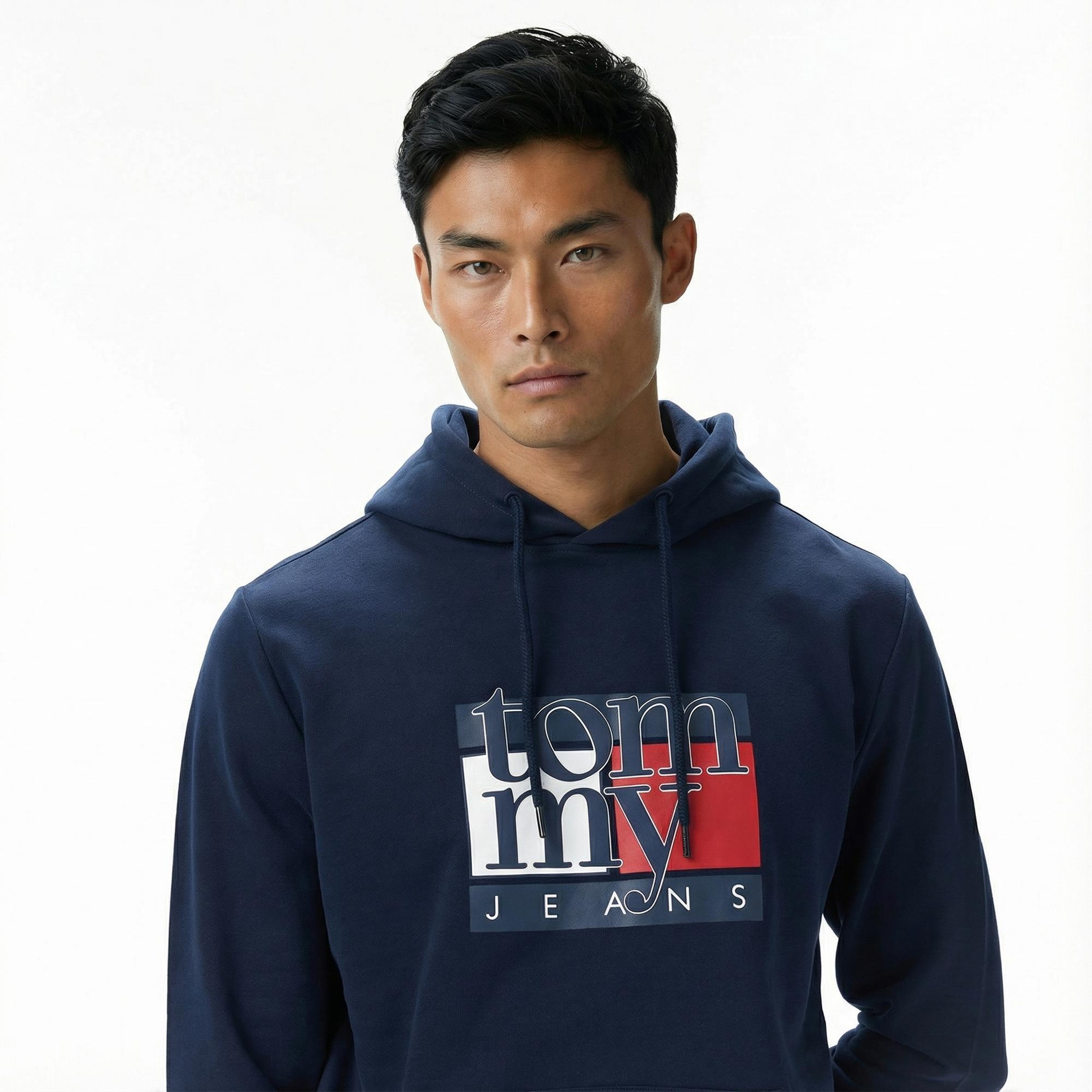 Tommy Hilfiger Twist Flag Erkek Lacivert Hoodie