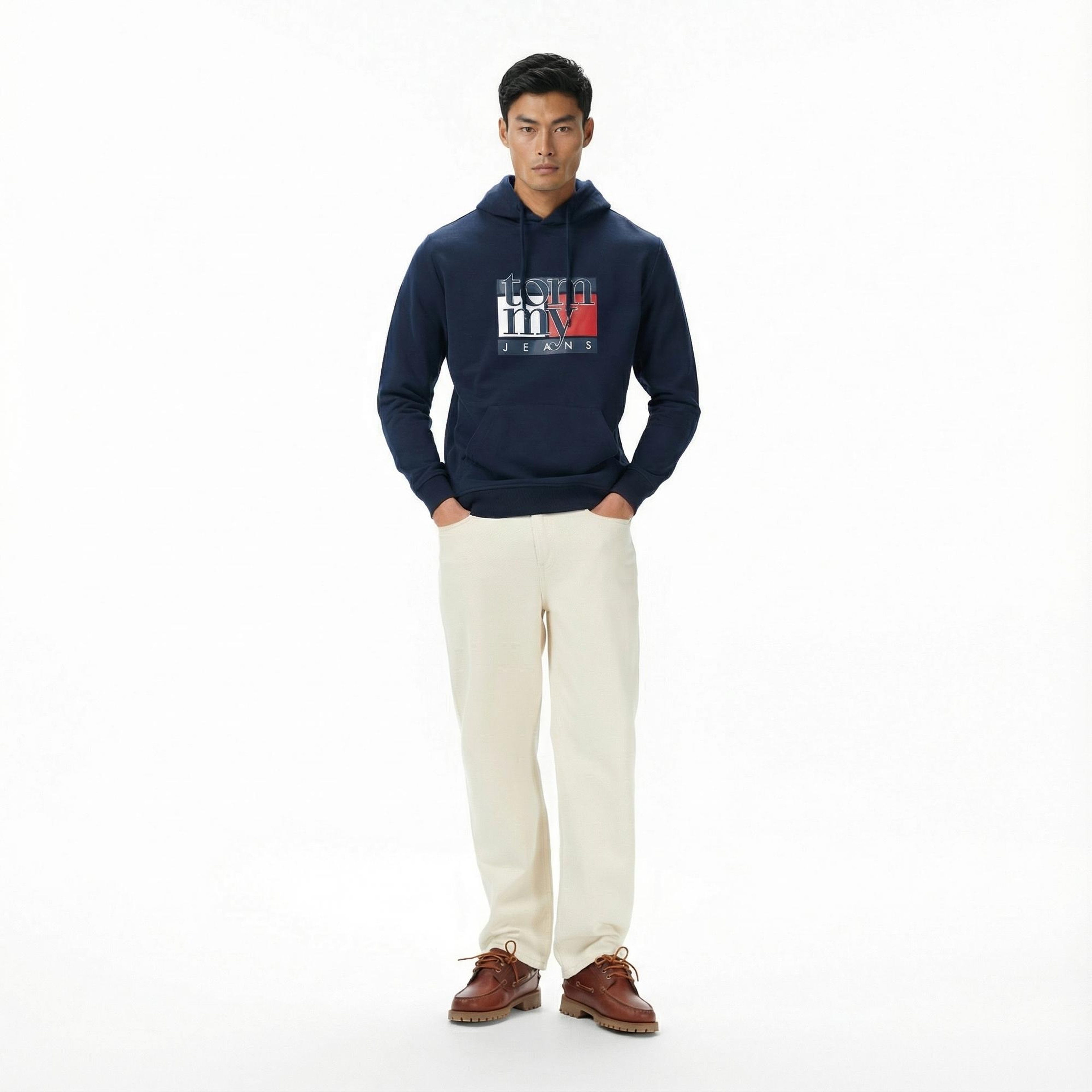 Tommy Hilfiger Twist Flag Erkek Lacivert Hoodie
