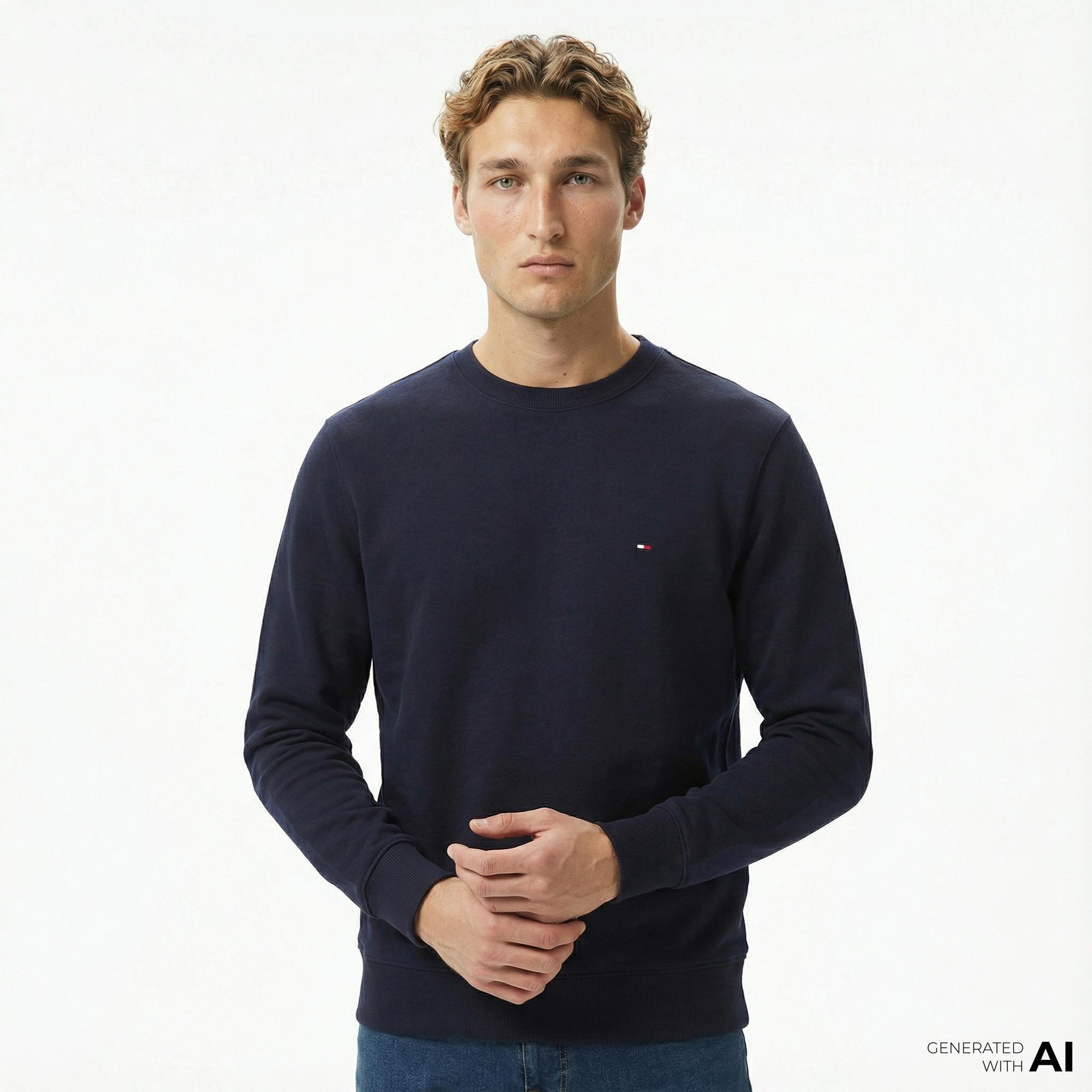 Tommy Hilfiger Core Essentials Erkek Lacivert Sweatshirt