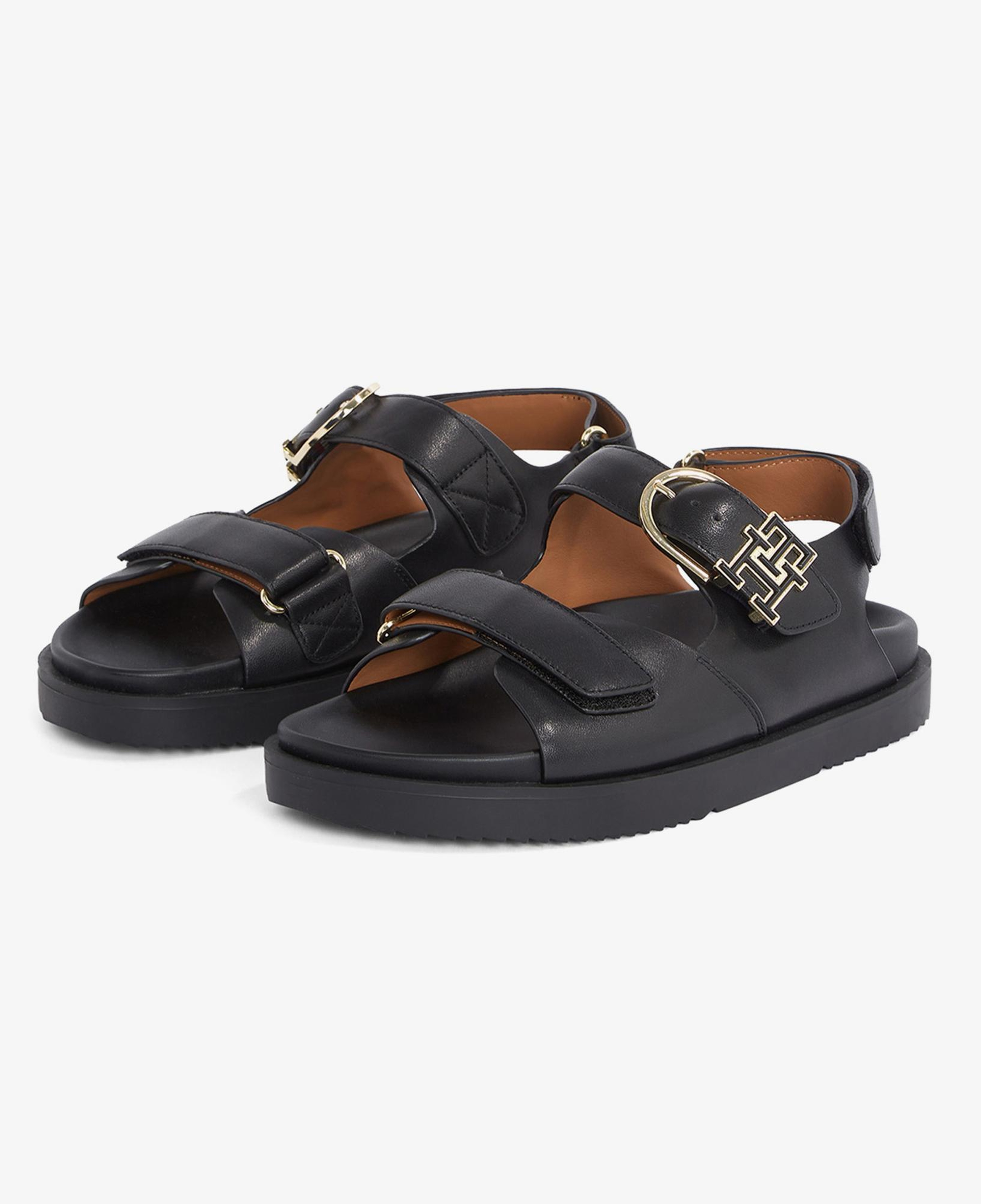Tommy Hilfiger Leather Sporty Kadın Siyah Sandalet