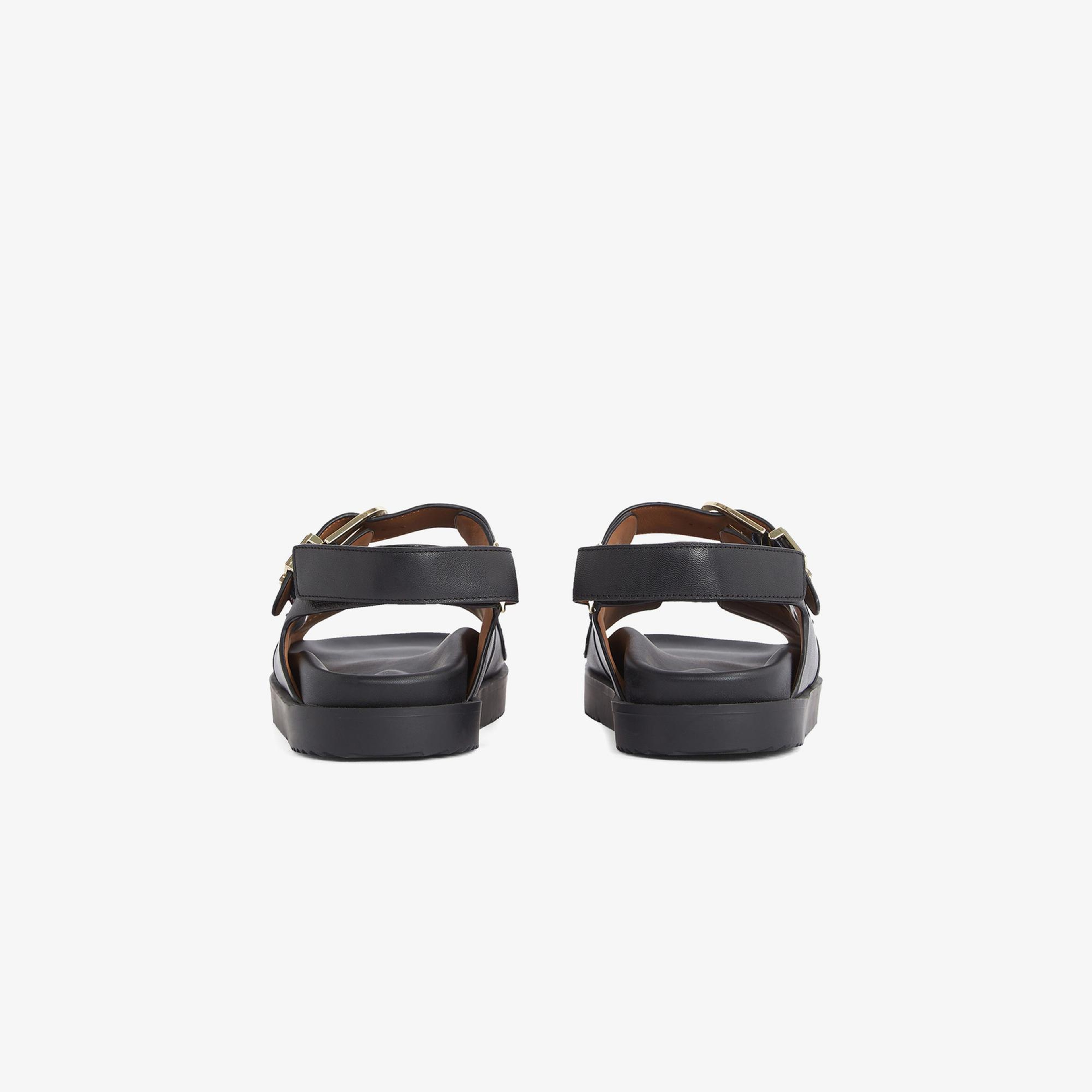 Tommy Hilfiger Leather Sporty Kadın Siyah Sandalet