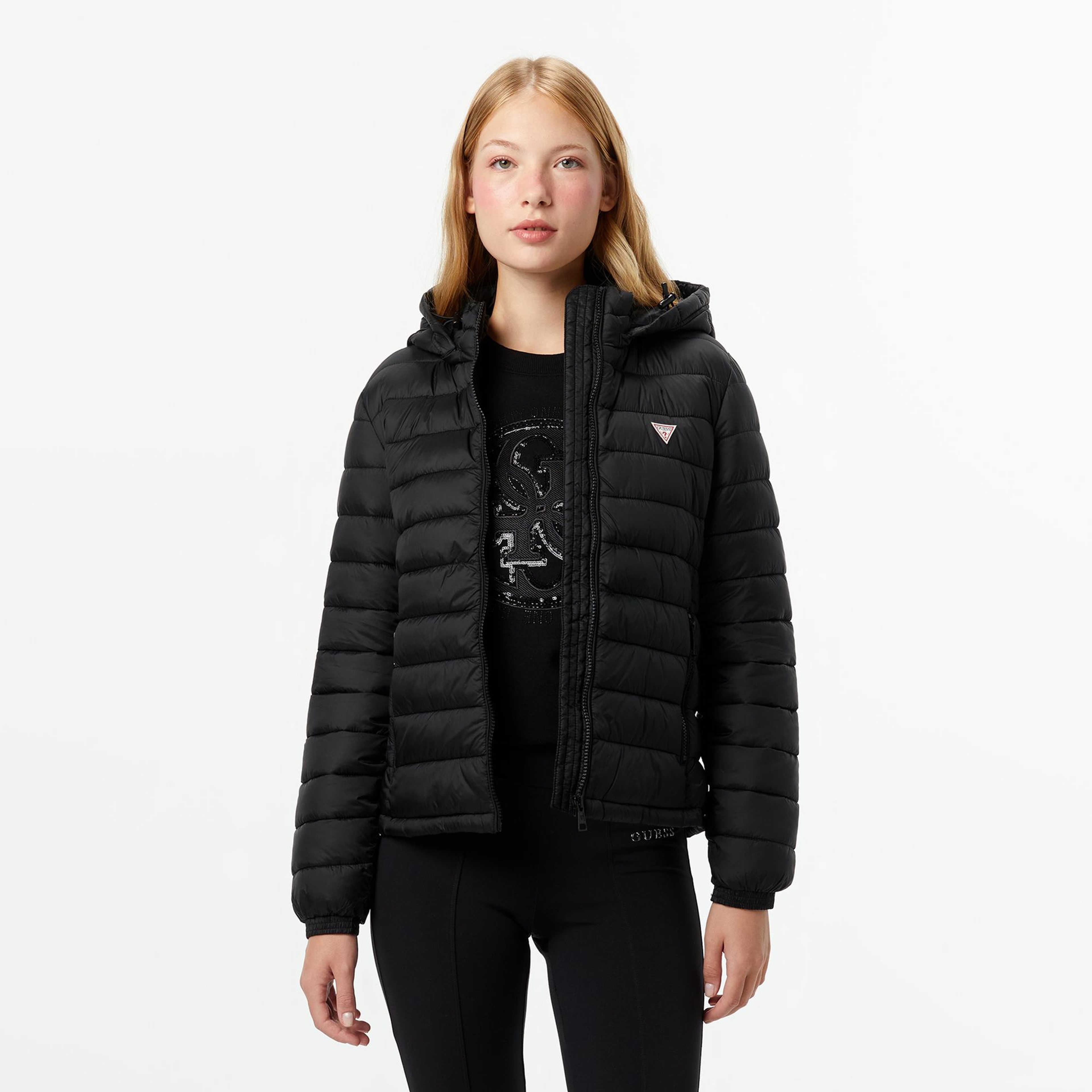 Guess Hooded Kadın Siyah Mont