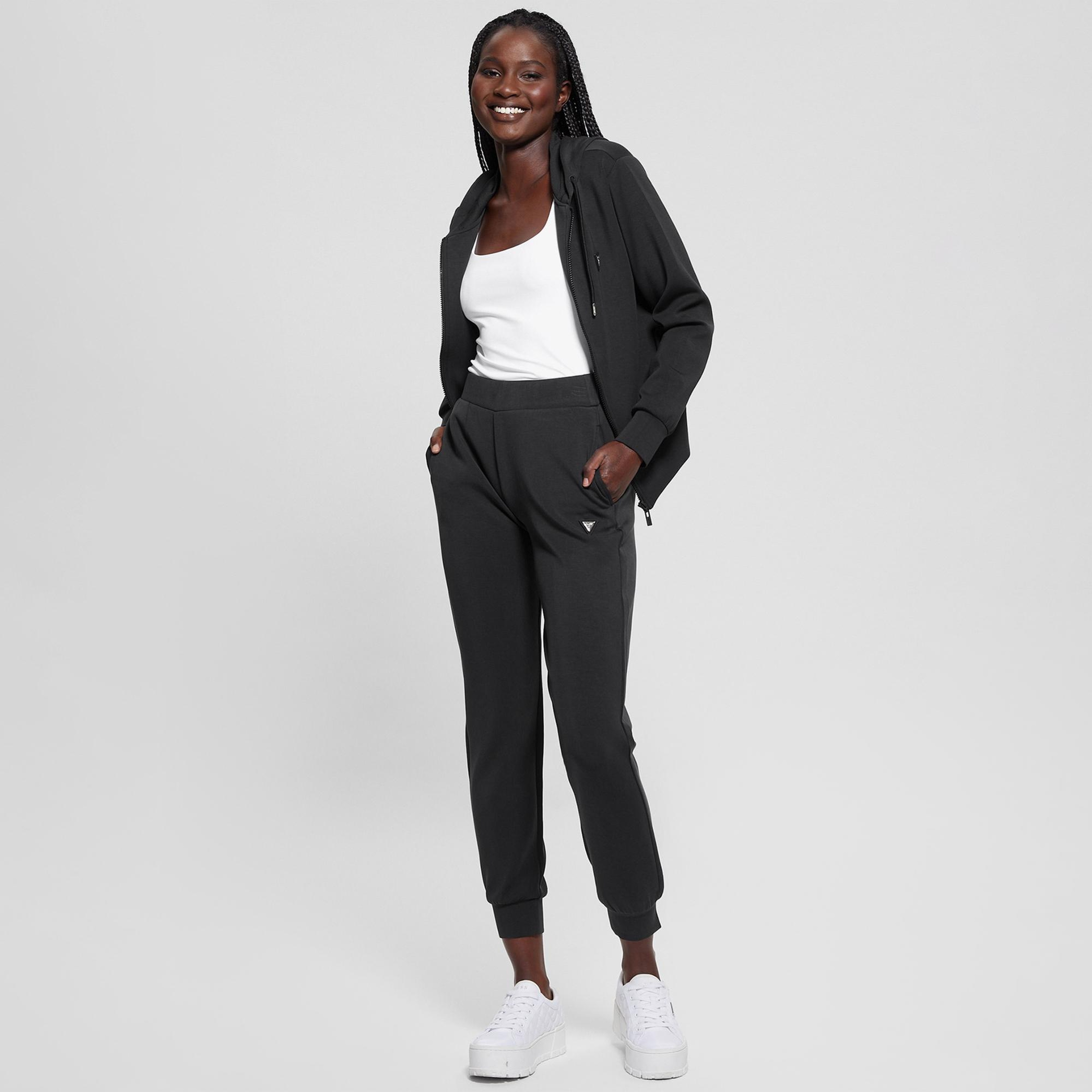 Guess Olympe Modal Midweight Scuba Kadın Siyah Hoodie