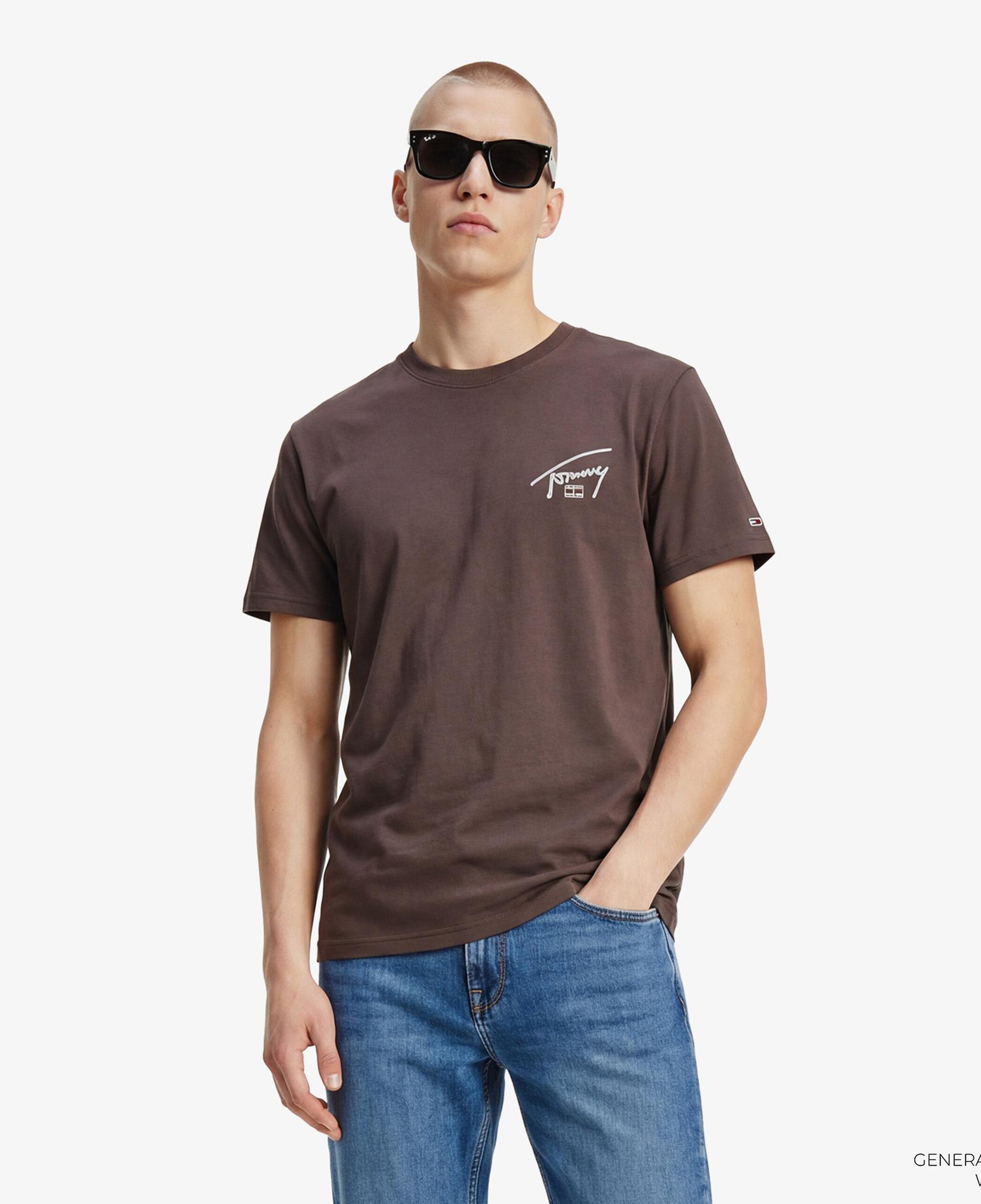 Tommy Hilfiger Signature Erkek Kahverengi T-Shirt