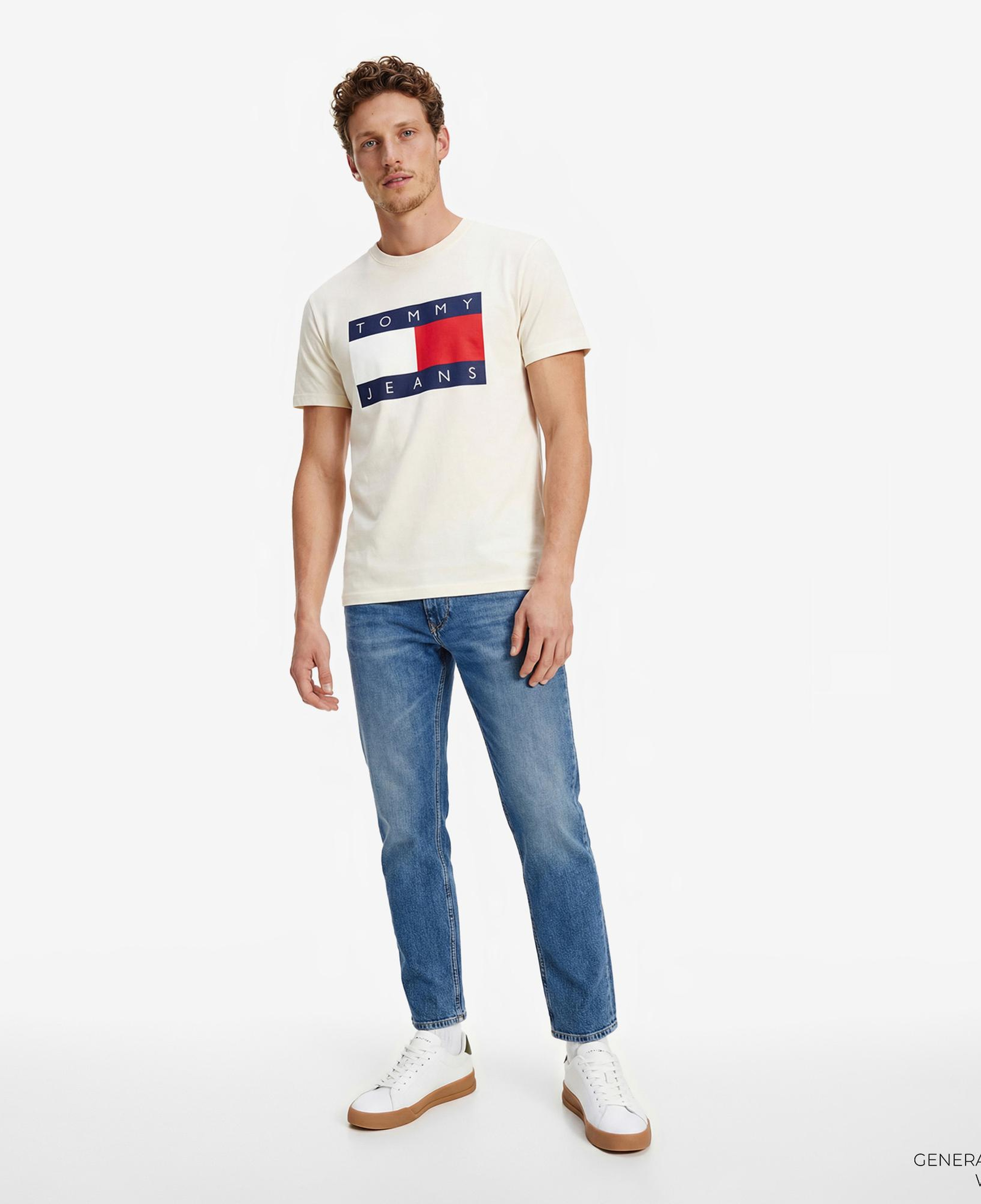 Tommy Hilfiger Flag Erkek Beyaz T-Shirt