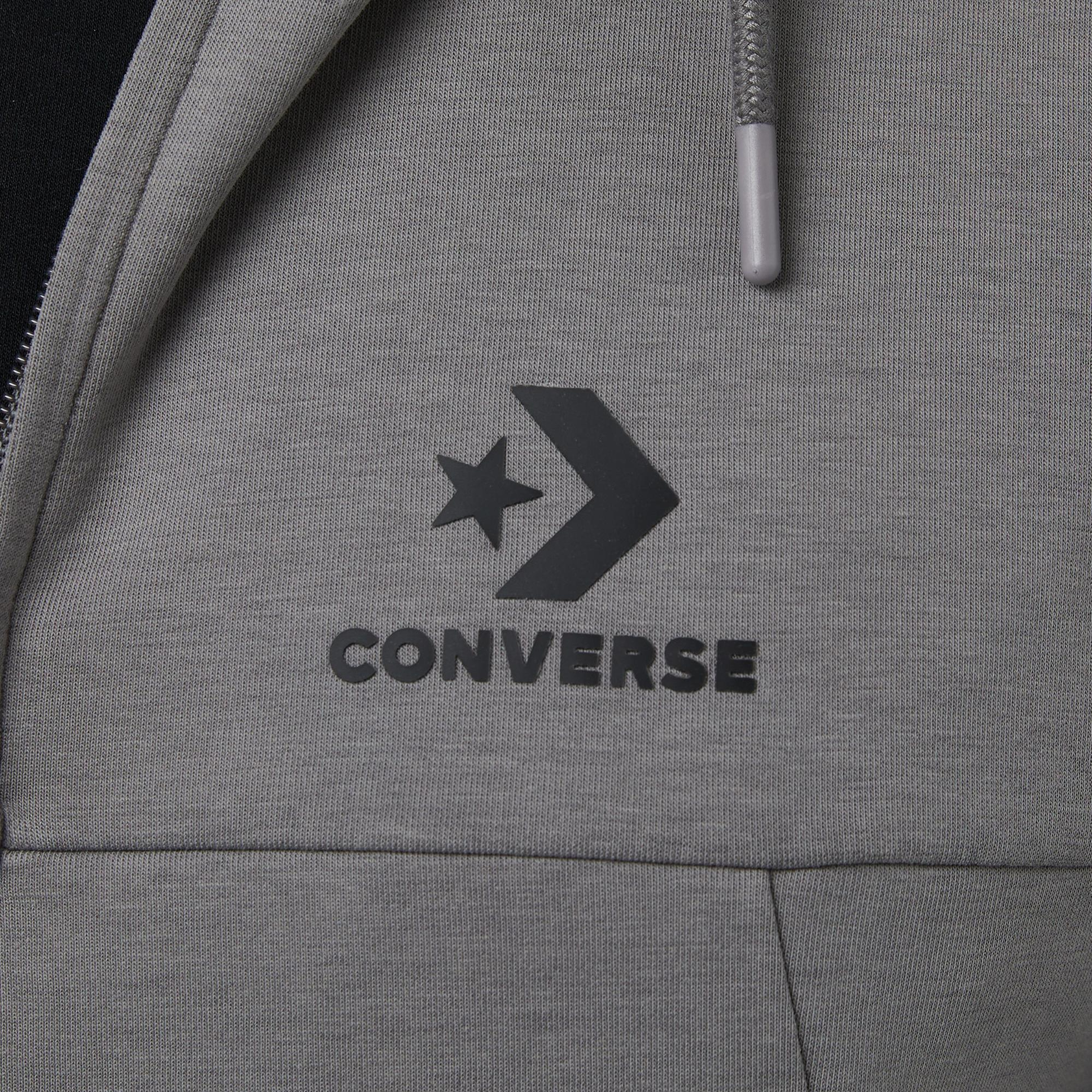 Converse Star Chevron Baskılı Regular Fit Erkek Gri Hoodie