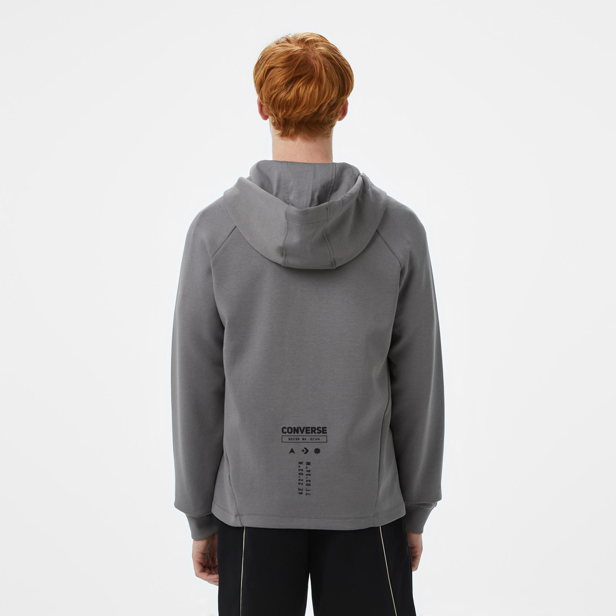 Converse Star Chevron Baskılı Regular Fit Erkek Gri Hoodie