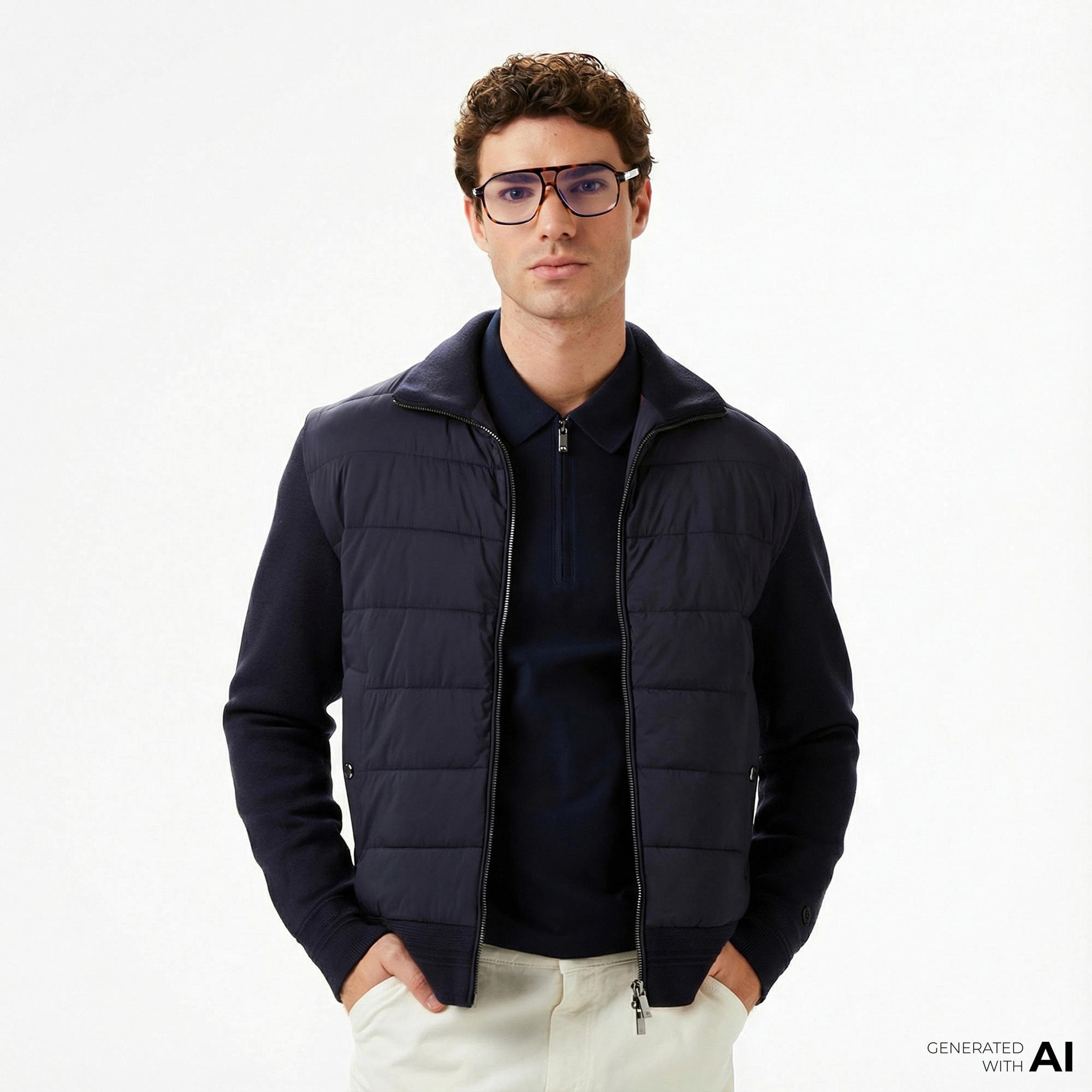 Tommy Hilfiger Mixed Media Erkek Lacivert Ceket