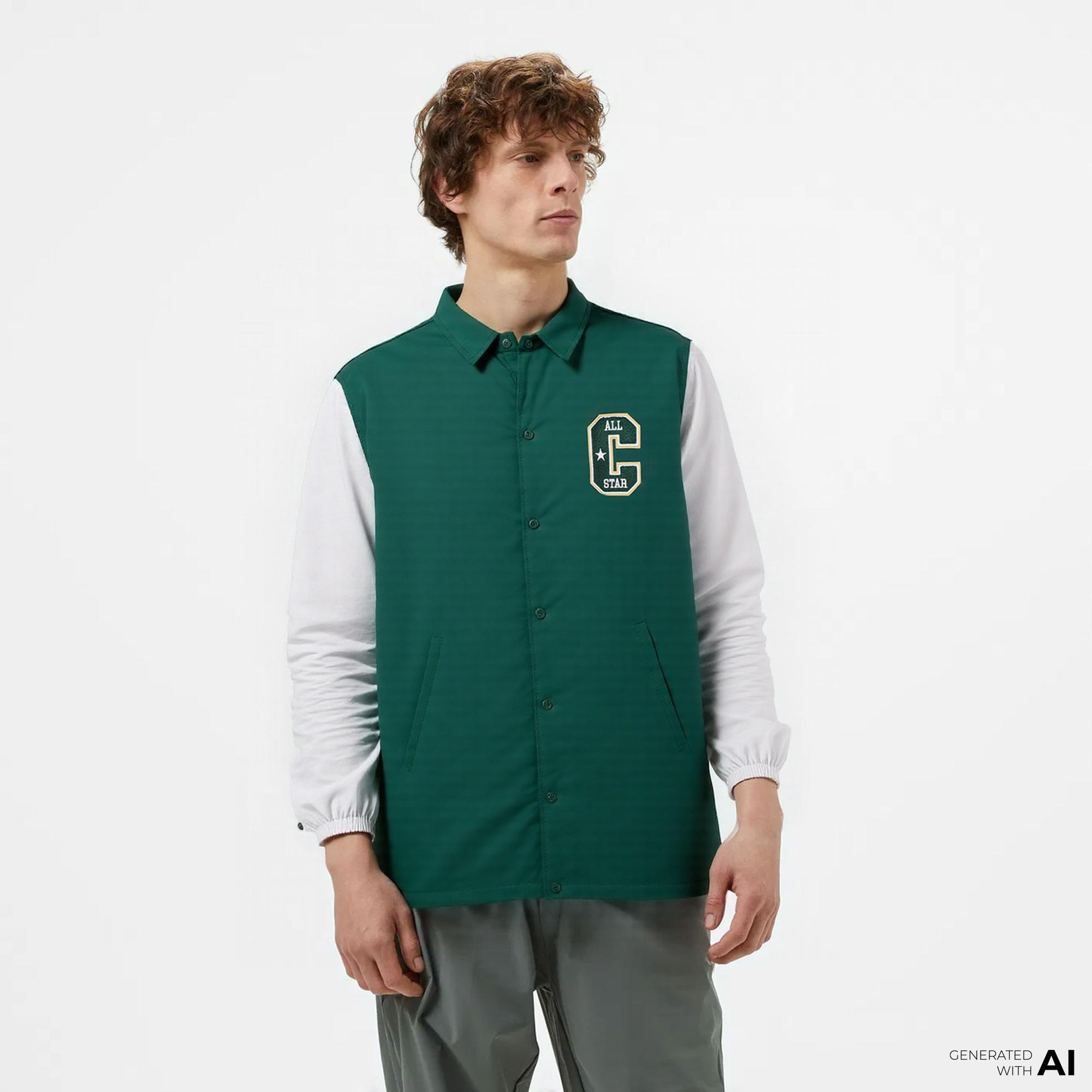 Converse Erkek Renk Bloklu Yeşil Yağmurluk