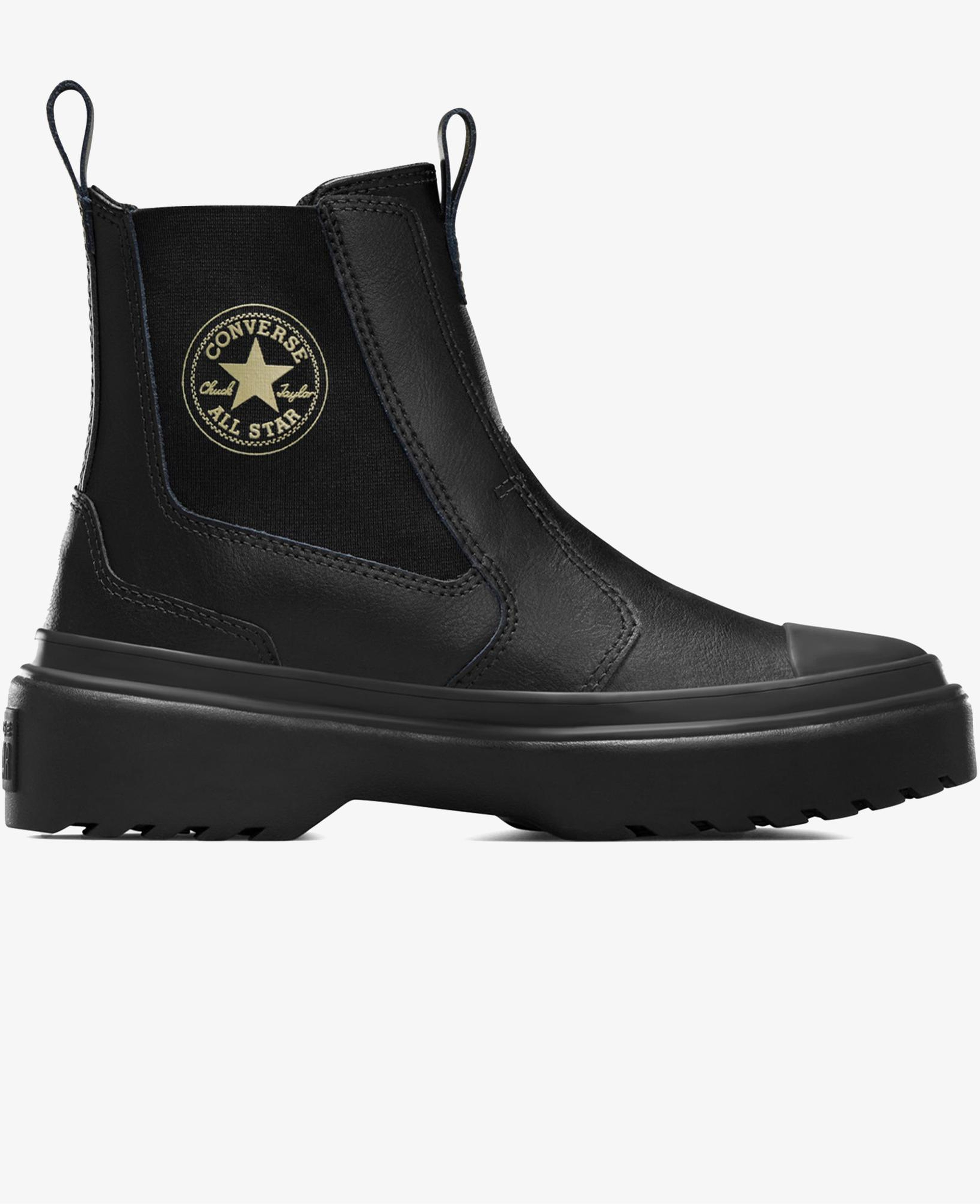 Converse Chuck Taylor All Star Chelsea Lugged Çocuk Siyah Deri Platform Bot