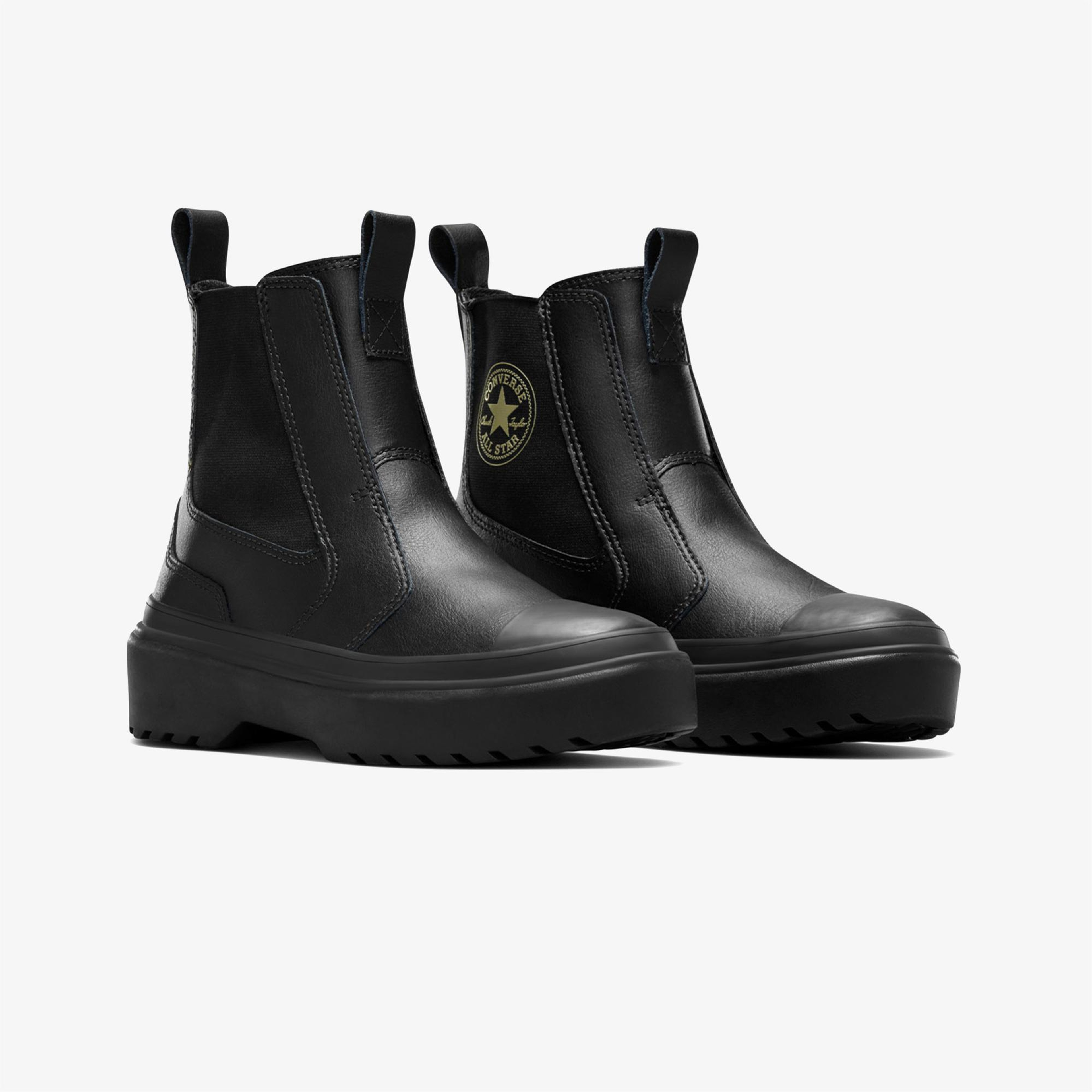 Converse Chuck Taylor All Star Chelsea Lugged Çocuk Siyah Deri Platform Bot