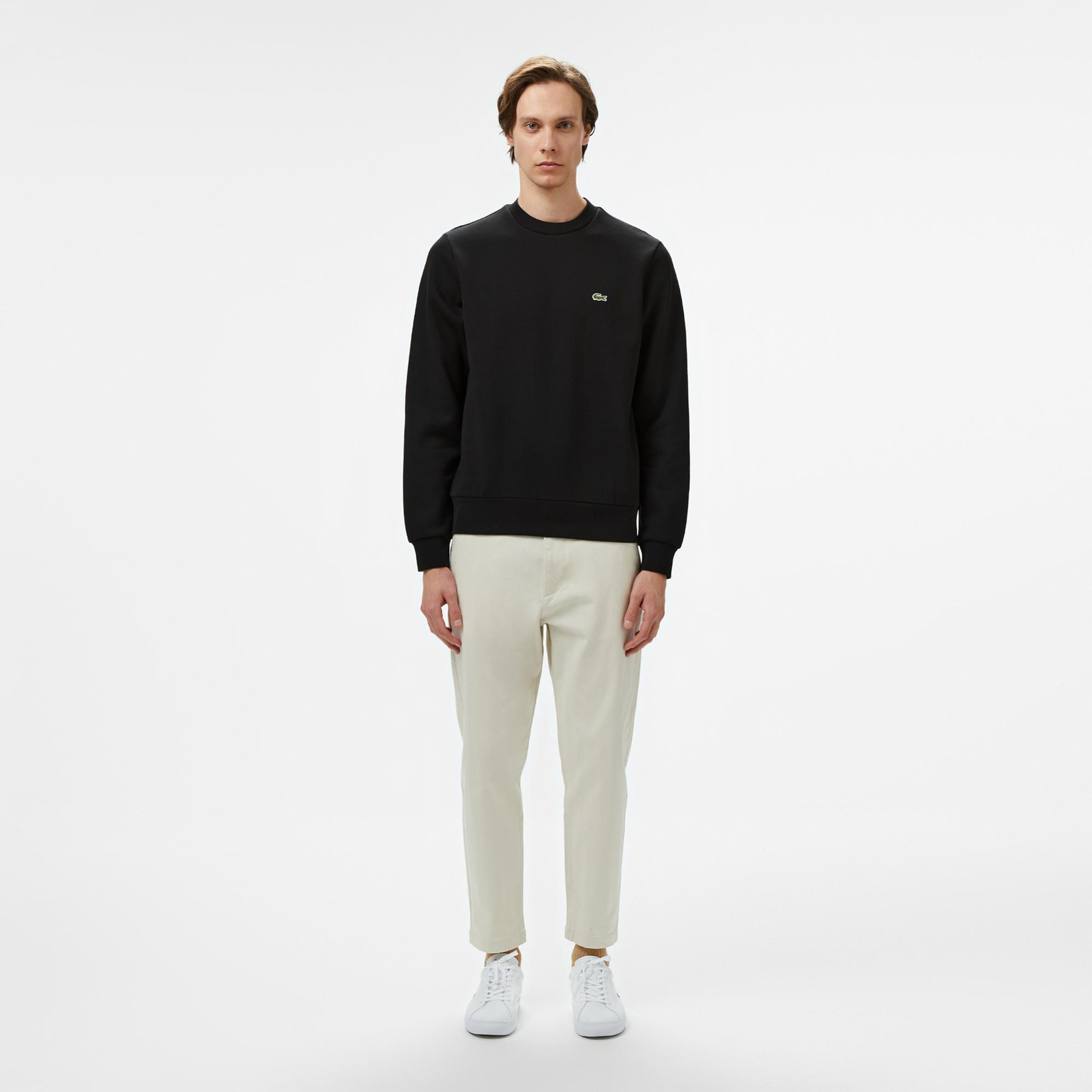 Lacoste Erkek Classic Fit Bisiklet Yaka Siyah Sweatshirt