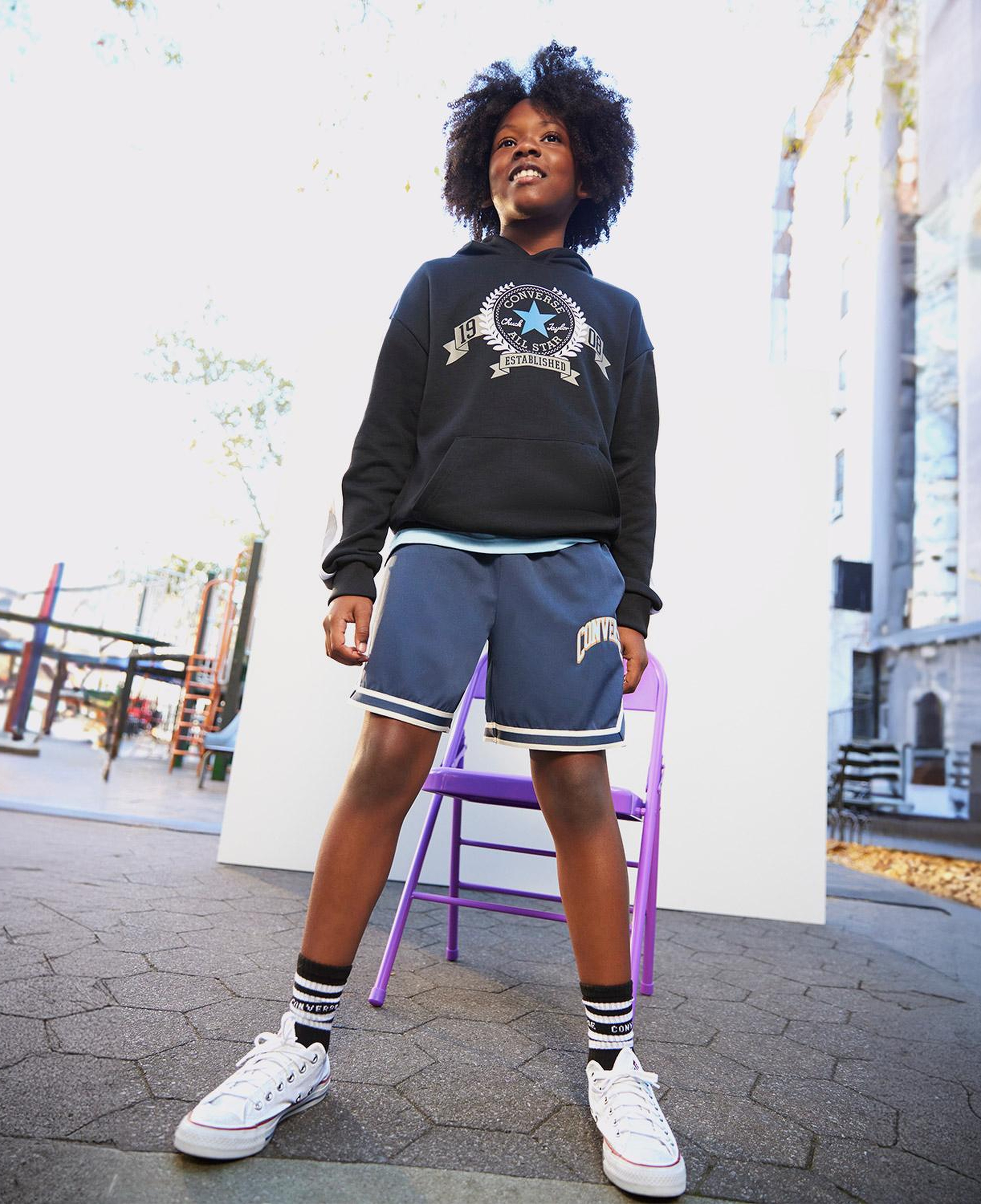 Converse Rec Club Ft Stripe Pullover Çocuk Siyah Hoodie