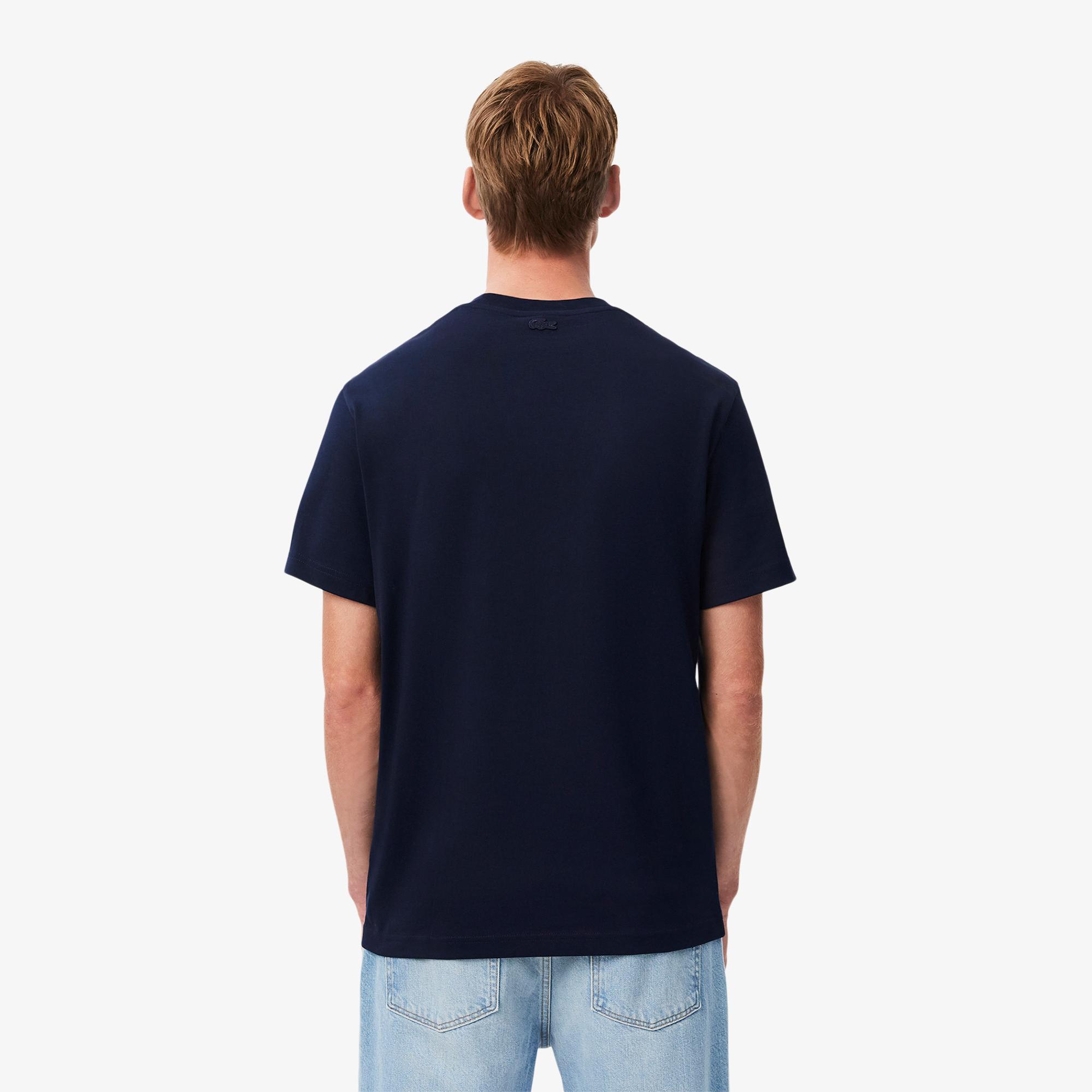 Lacoste Erkek Classic Fit Bisiklet Yaka Baskılı Lacivert T-Shirt