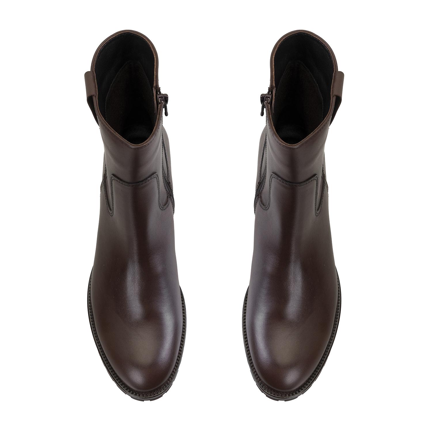 Kadın Kahve Topuklu Deri Bot