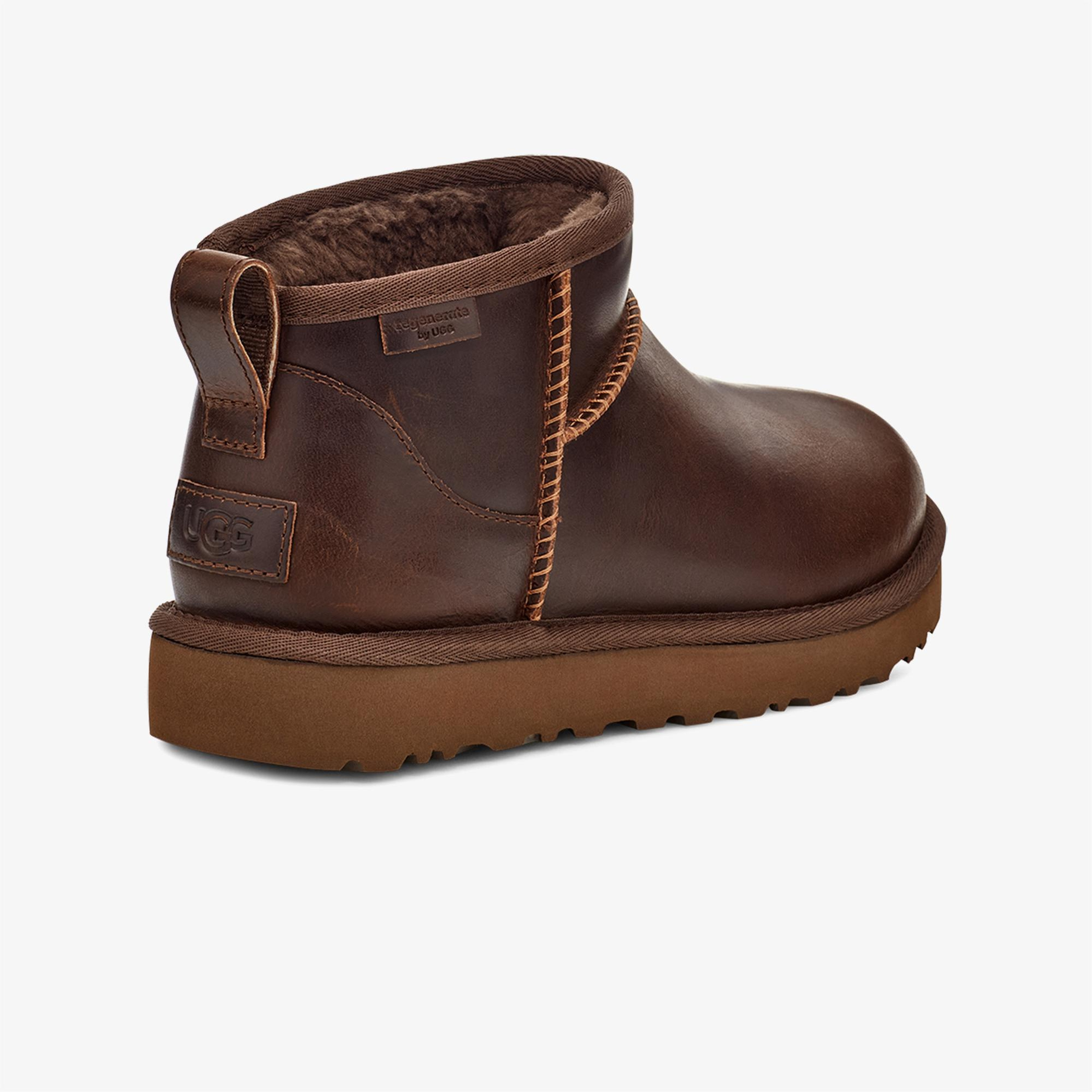 UGG Classic Ultra Mini Leather Regen Kadın Koyu Kahverengi Bot