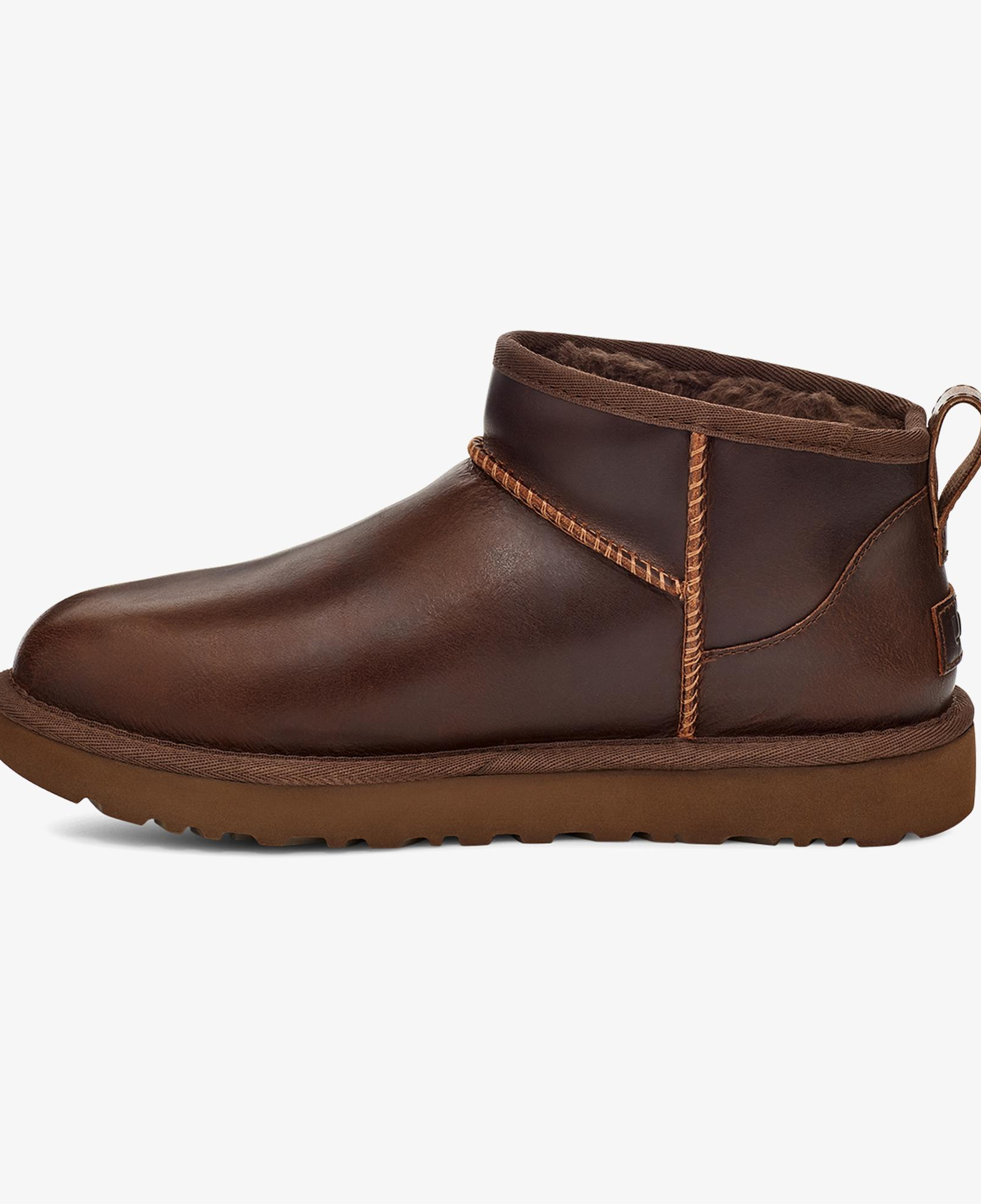 UGG Classic Ultra Mini Leather Regen Kadın Koyu Kahverengi Bot