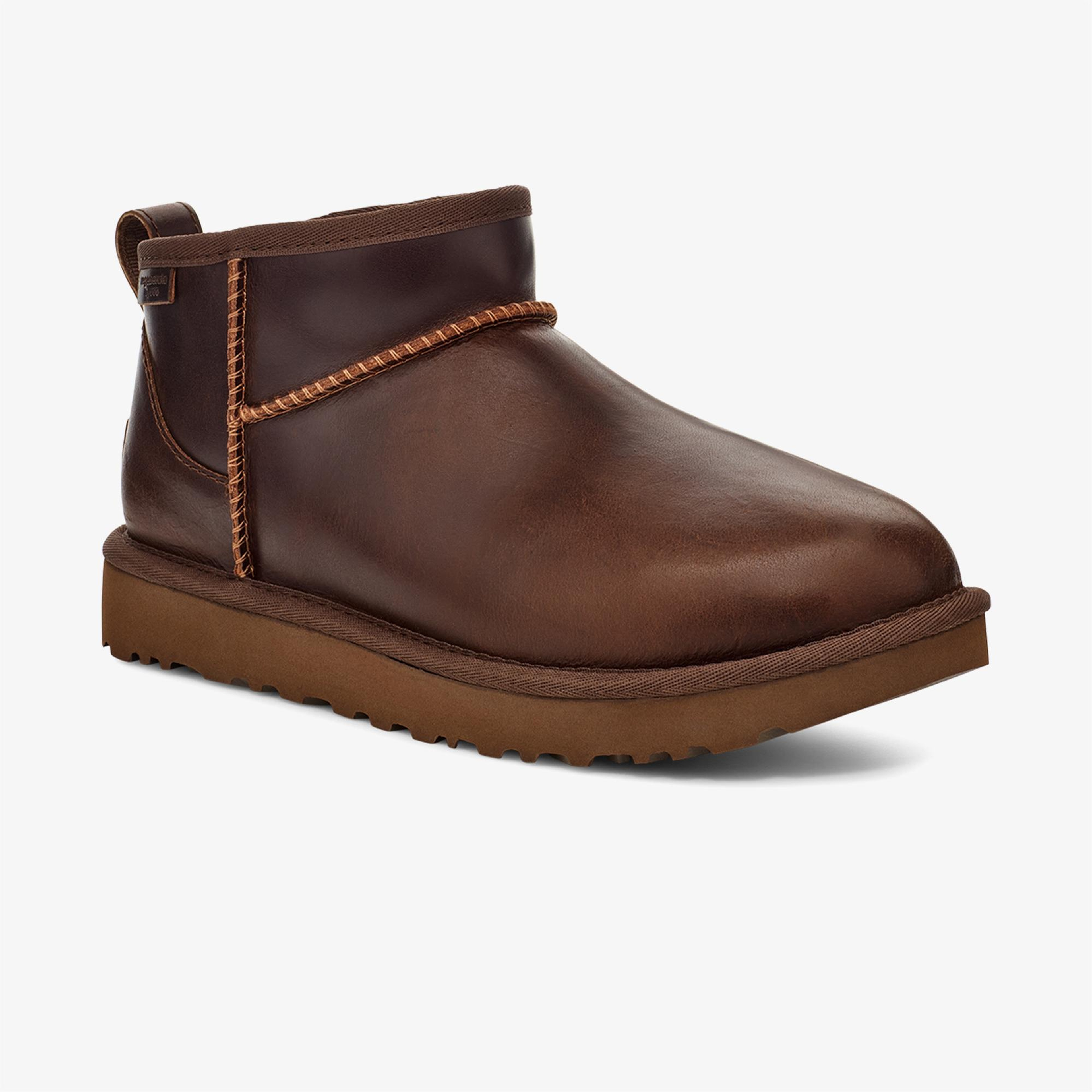 UGG Classic Ultra Mini Leather Regen Kadın Koyu Kahverengi Bot