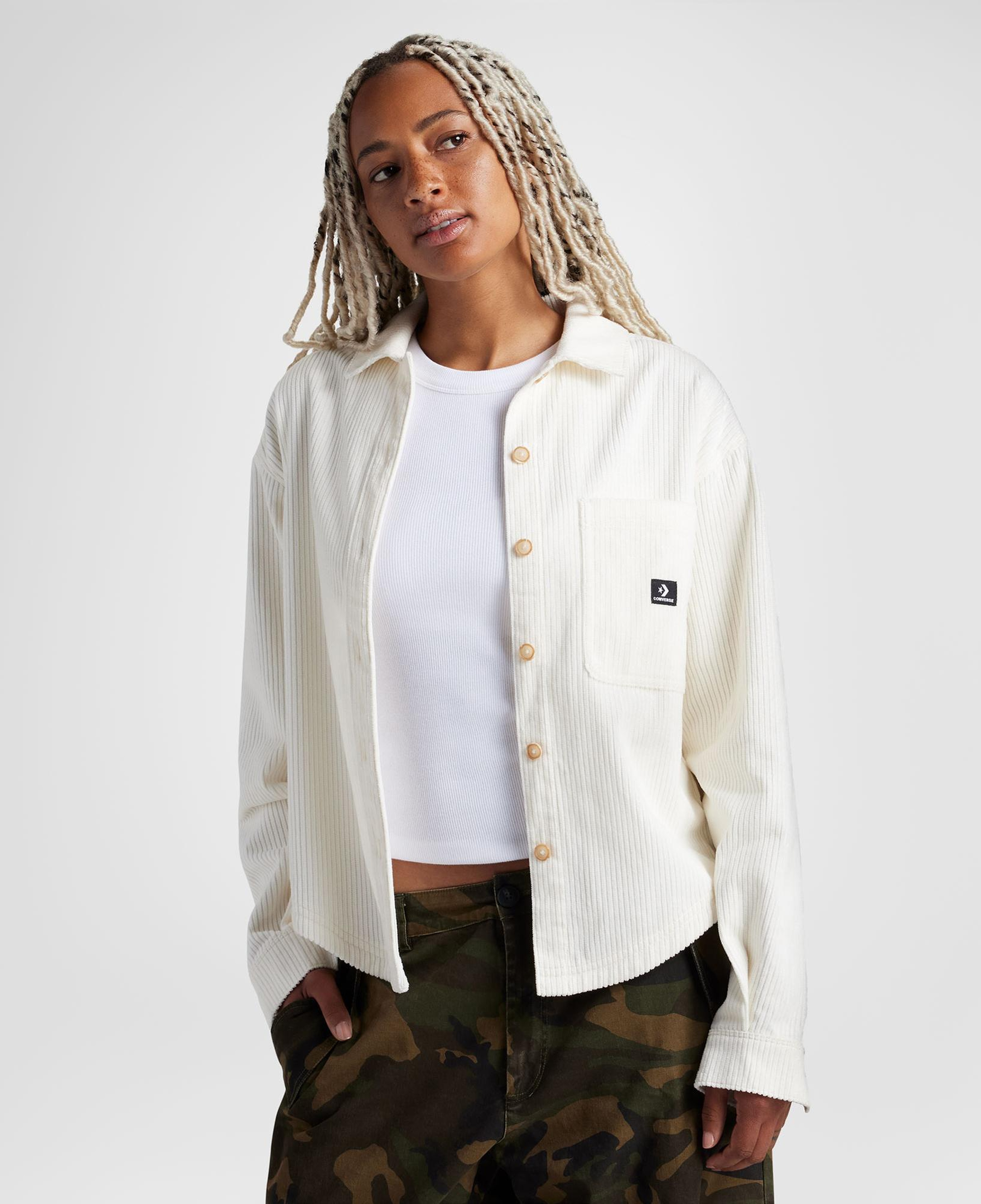 Converse Kadın Kadife Beyaz Gömlek