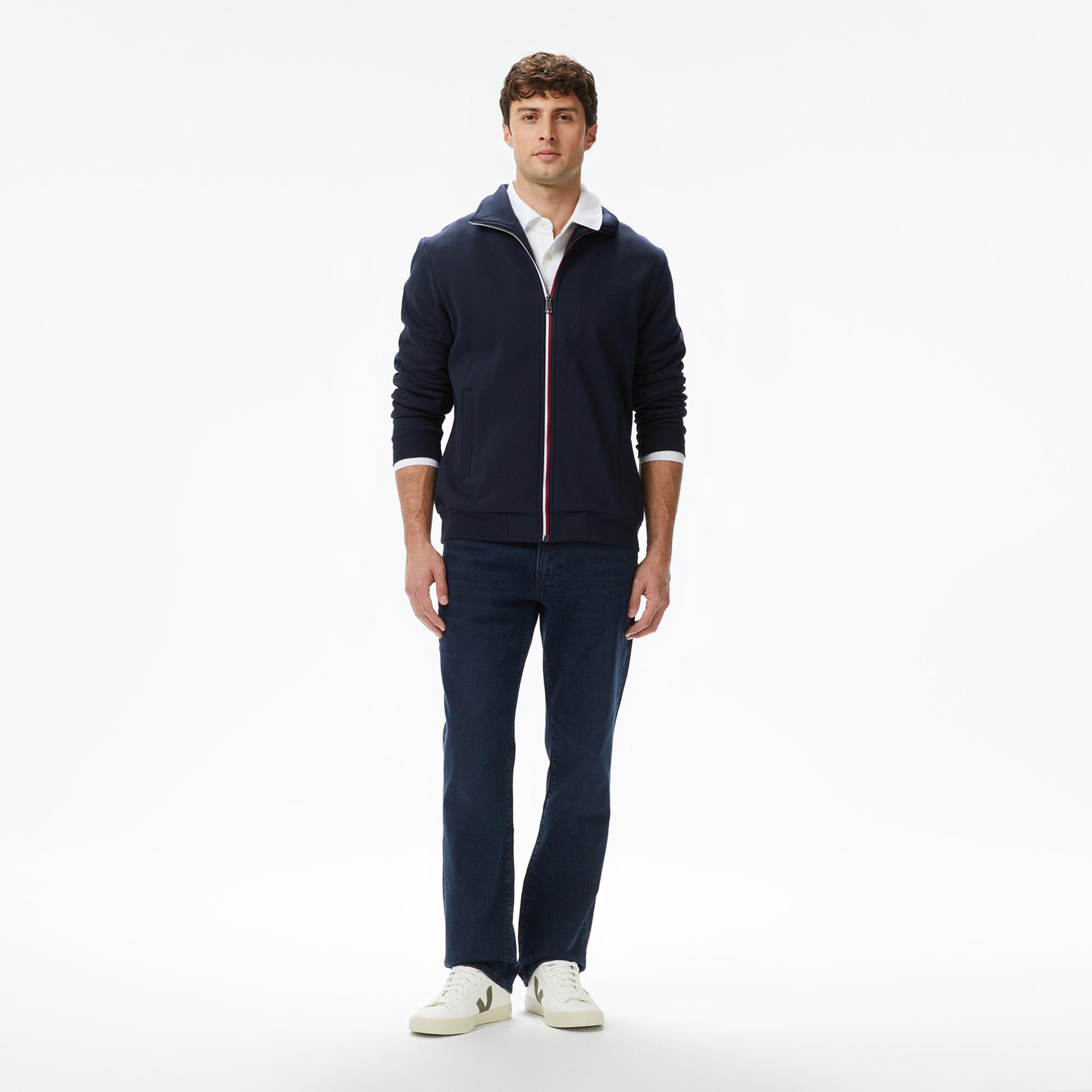 Tommy Hilfiger Global Stripe Through Erkek Lacivert Sweatshirt