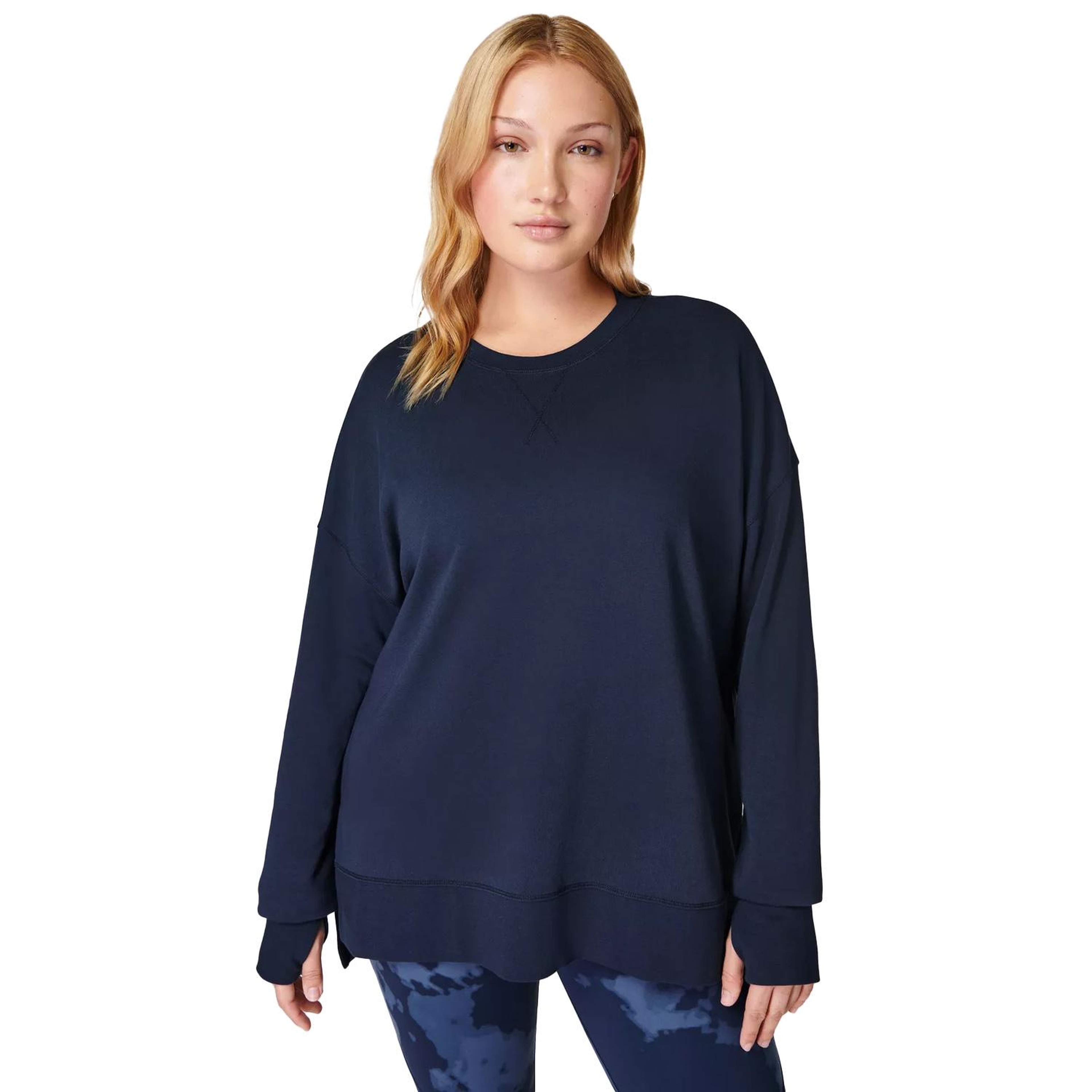 Sweaty Betty After Class Longline Kadın Mavi Sweatshirt