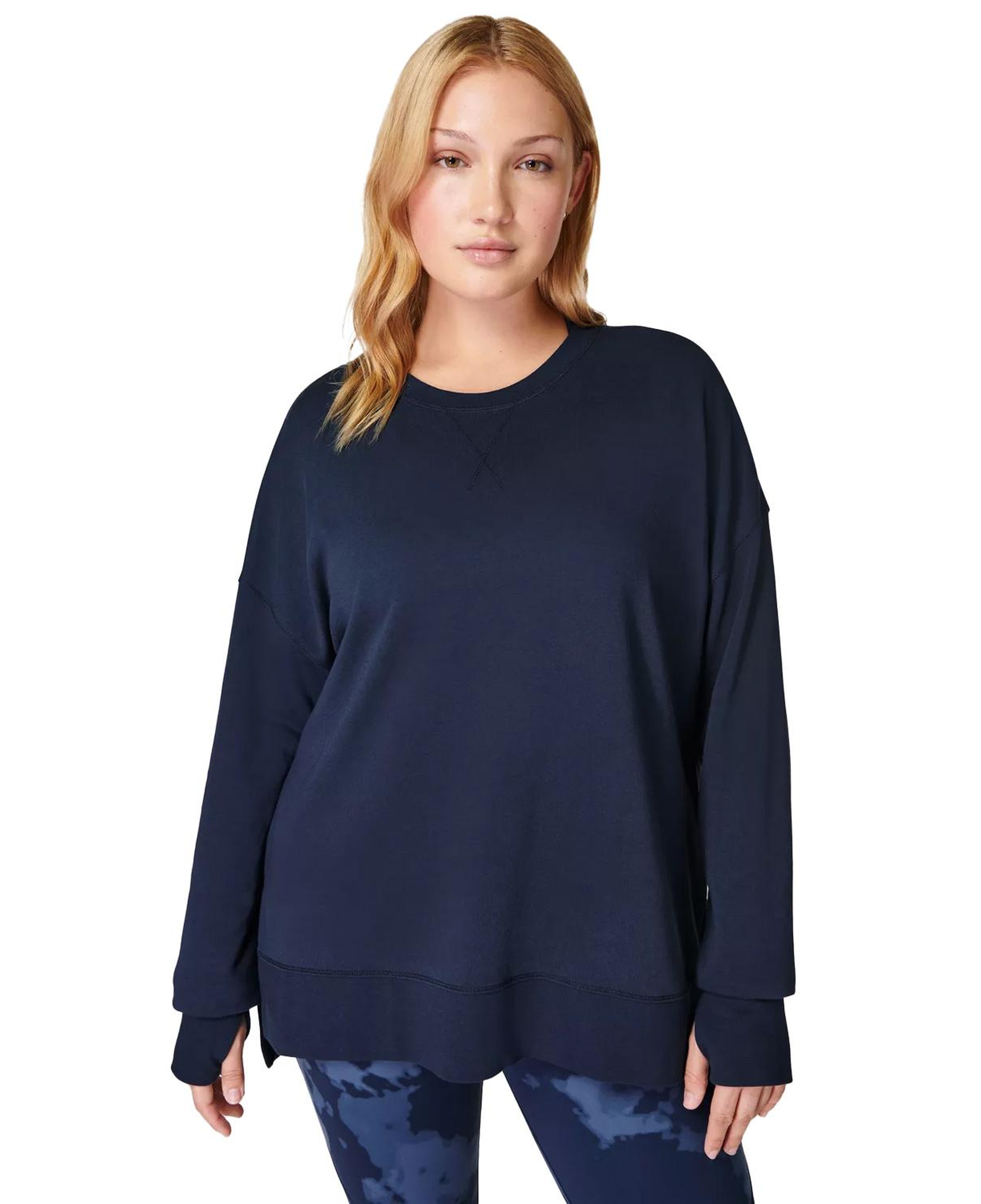 Sweaty Betty After Class Longline Kadın Mavi Sweatshirt