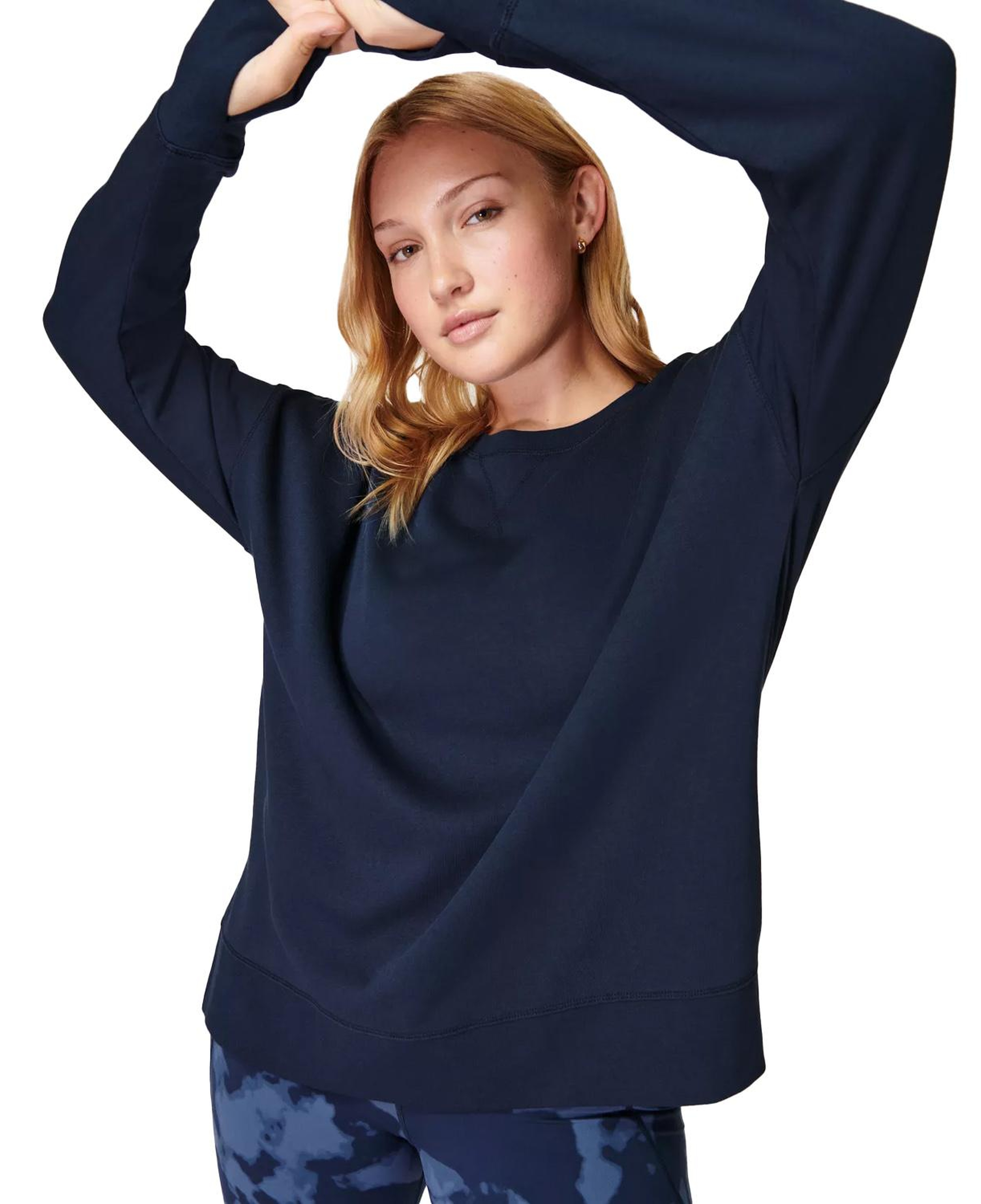 Sweaty Betty After Class Longline Kadın Mavi Sweatshirt