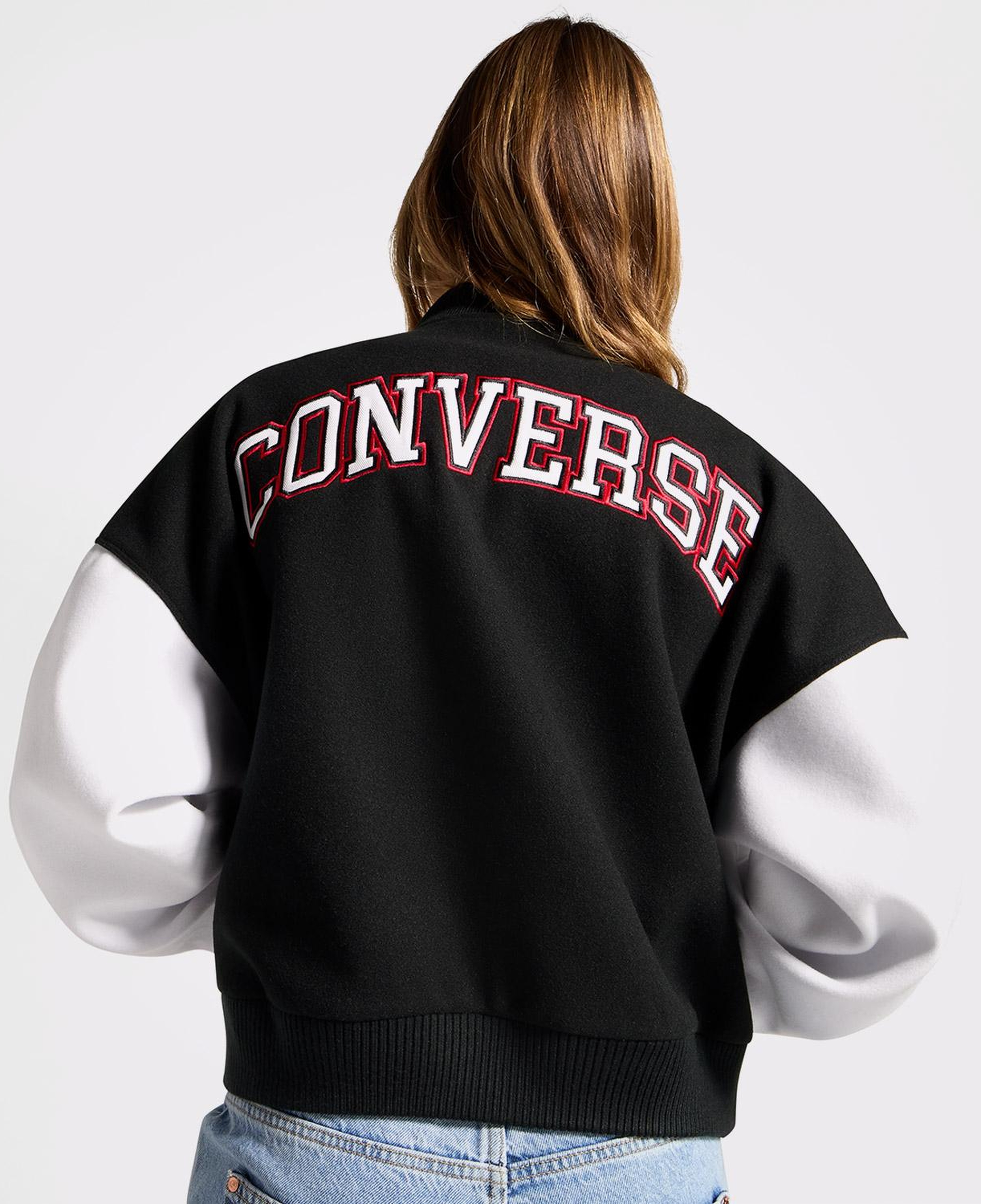 Converse Kadın Dik Yaka Siyah Bomber Ceket