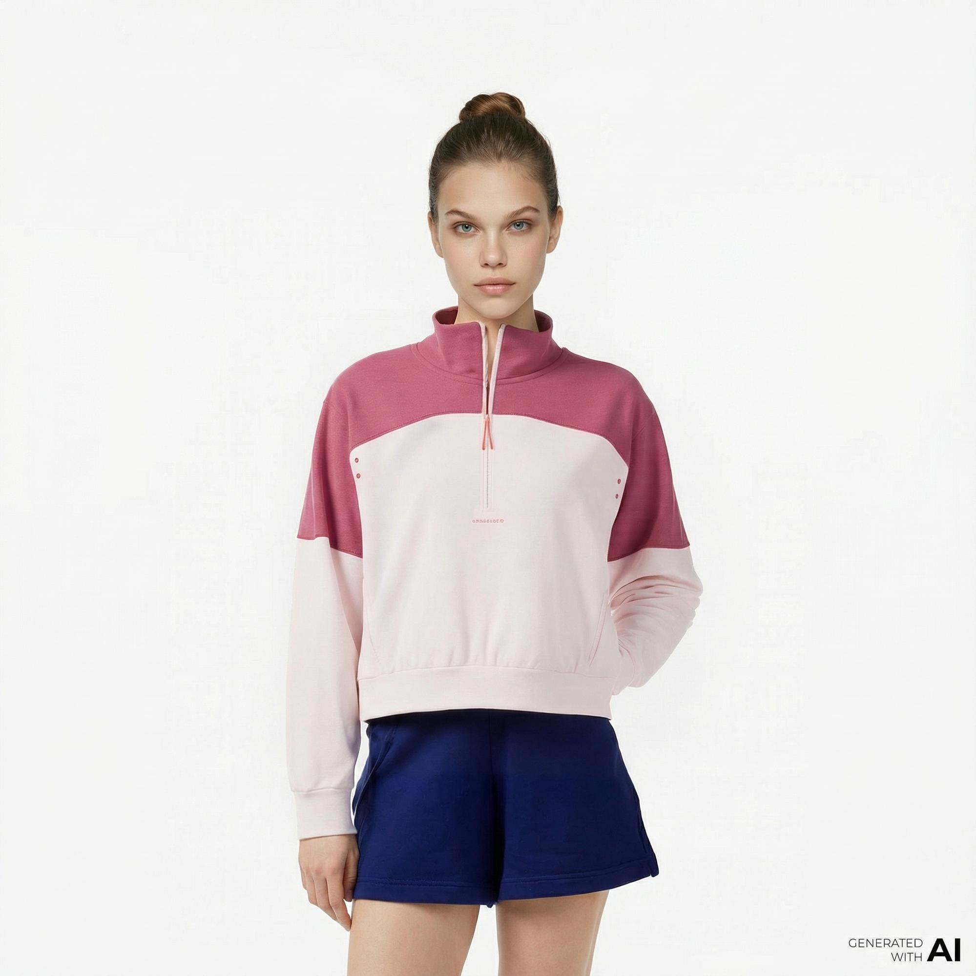 Converse Wordmark 1/2 Zip Kadın Beyaz Sweatshirt