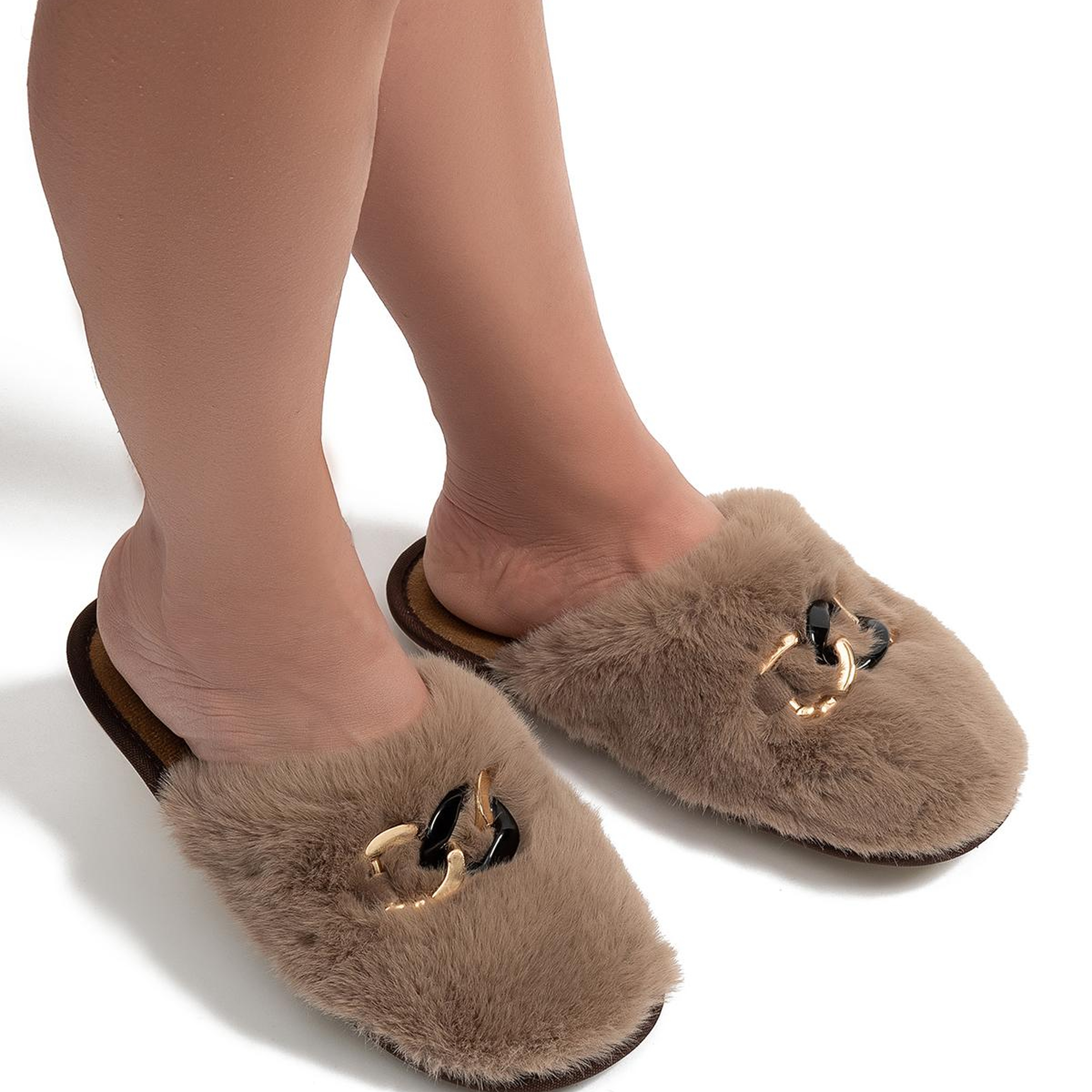 Perla Peluş Kadın Ev Terliği Bej 37/41