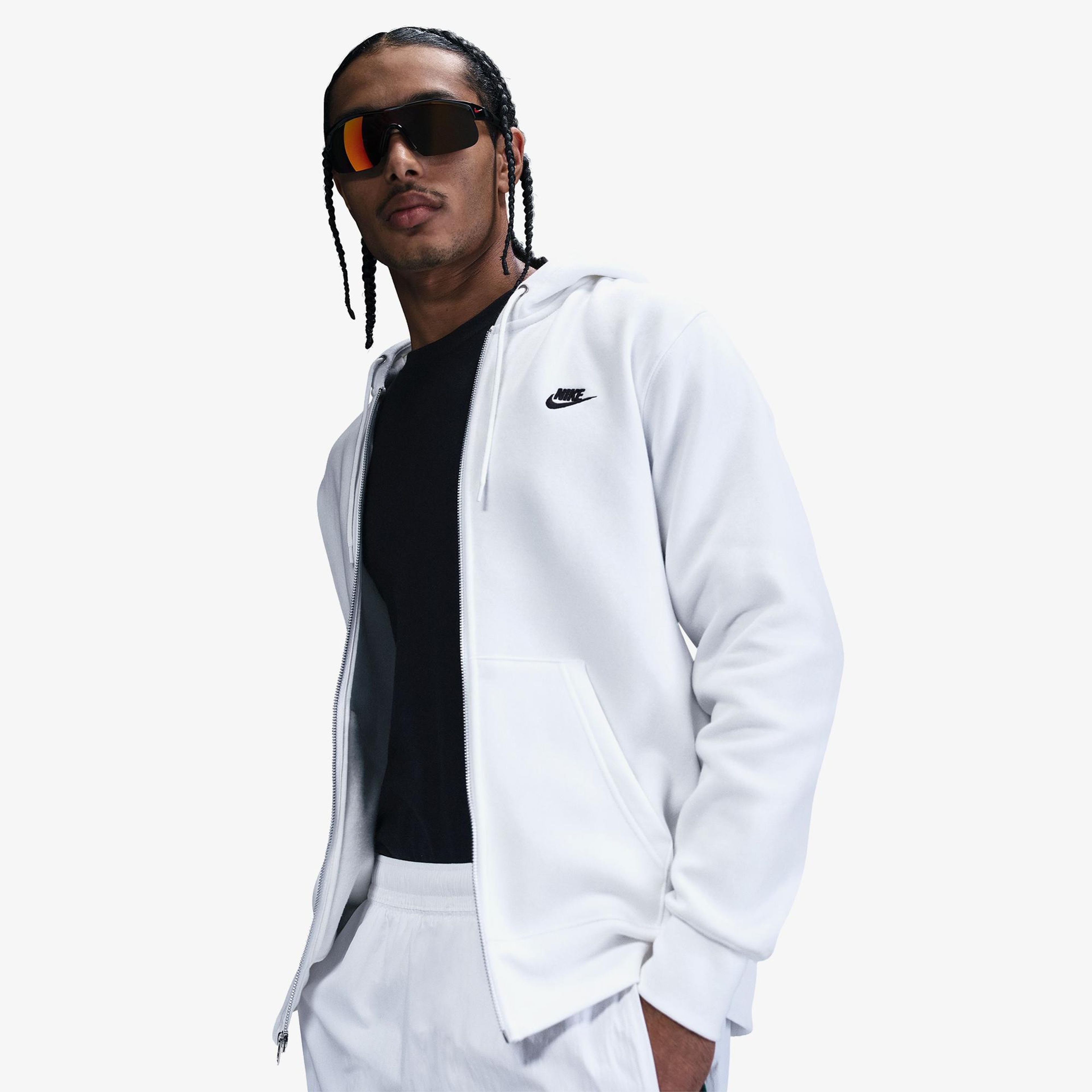 Nike Club Erkek Beyaz Hoodie